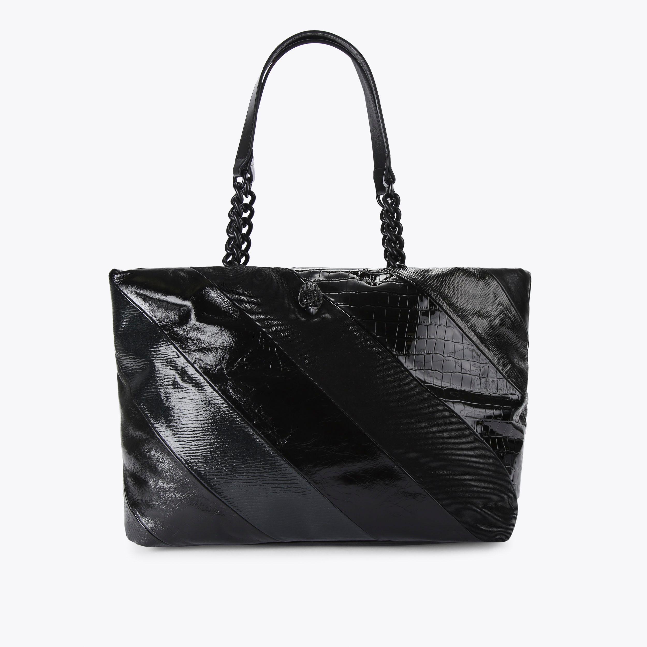 Designer black leather tote bag best sale