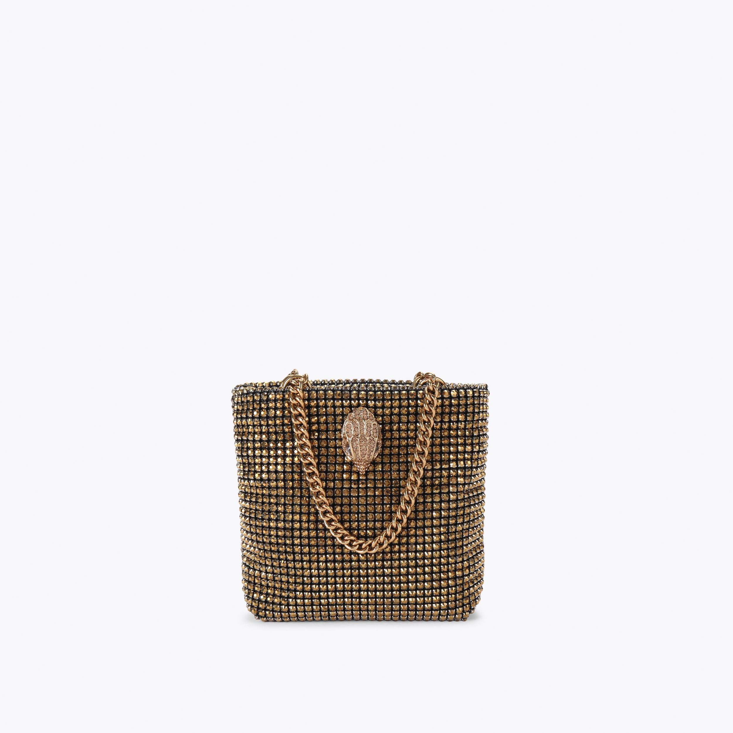 MINI PARTY TOTE Gold Crystal Tote Bag by KURT GEIGER LONDON