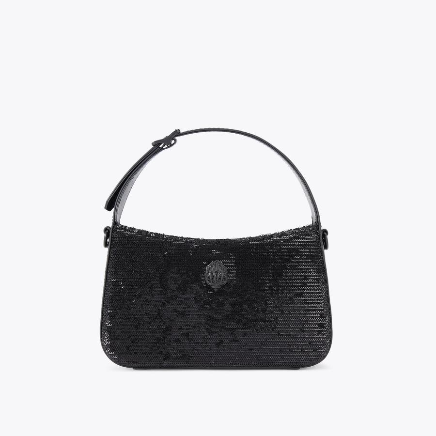 MINI BOND SHOULDER BAG DR Black Sequin Shoulder Purse by KURT GEIGER LONDON