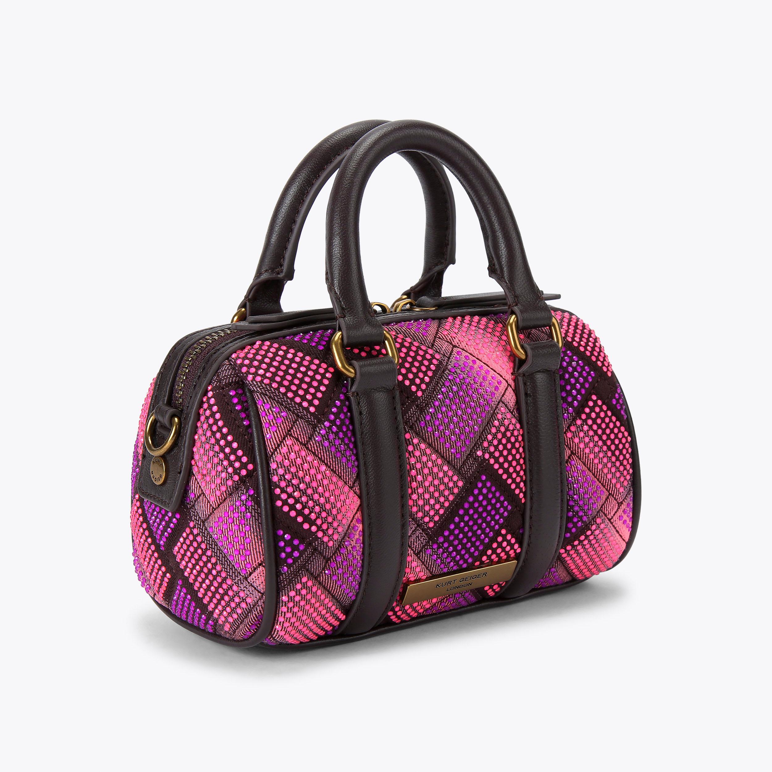 XS KENSINGTON BOSTON Pink Denim Quilted Cross Body Purse by KURT