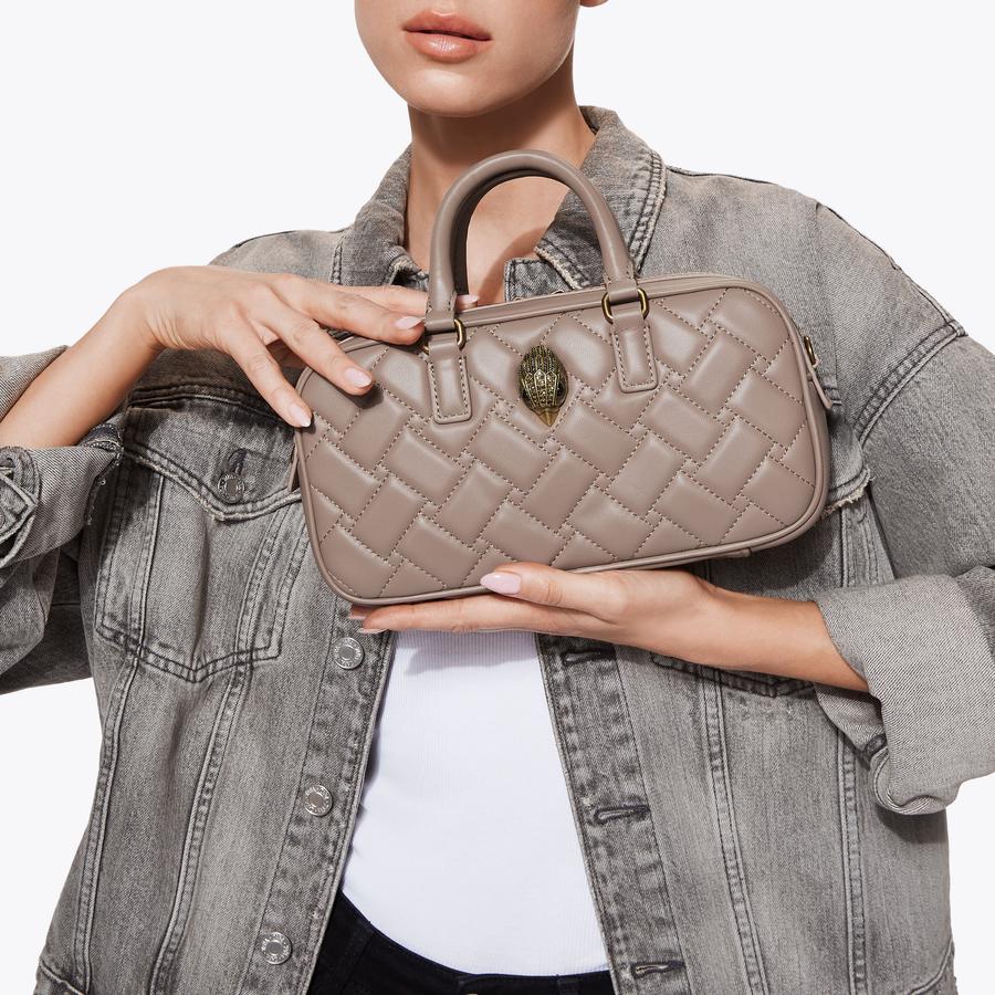 SM KENSINGTON DUFFLE BAG Taupe Leather Duffle Bag by KURT GEIGER LONDON