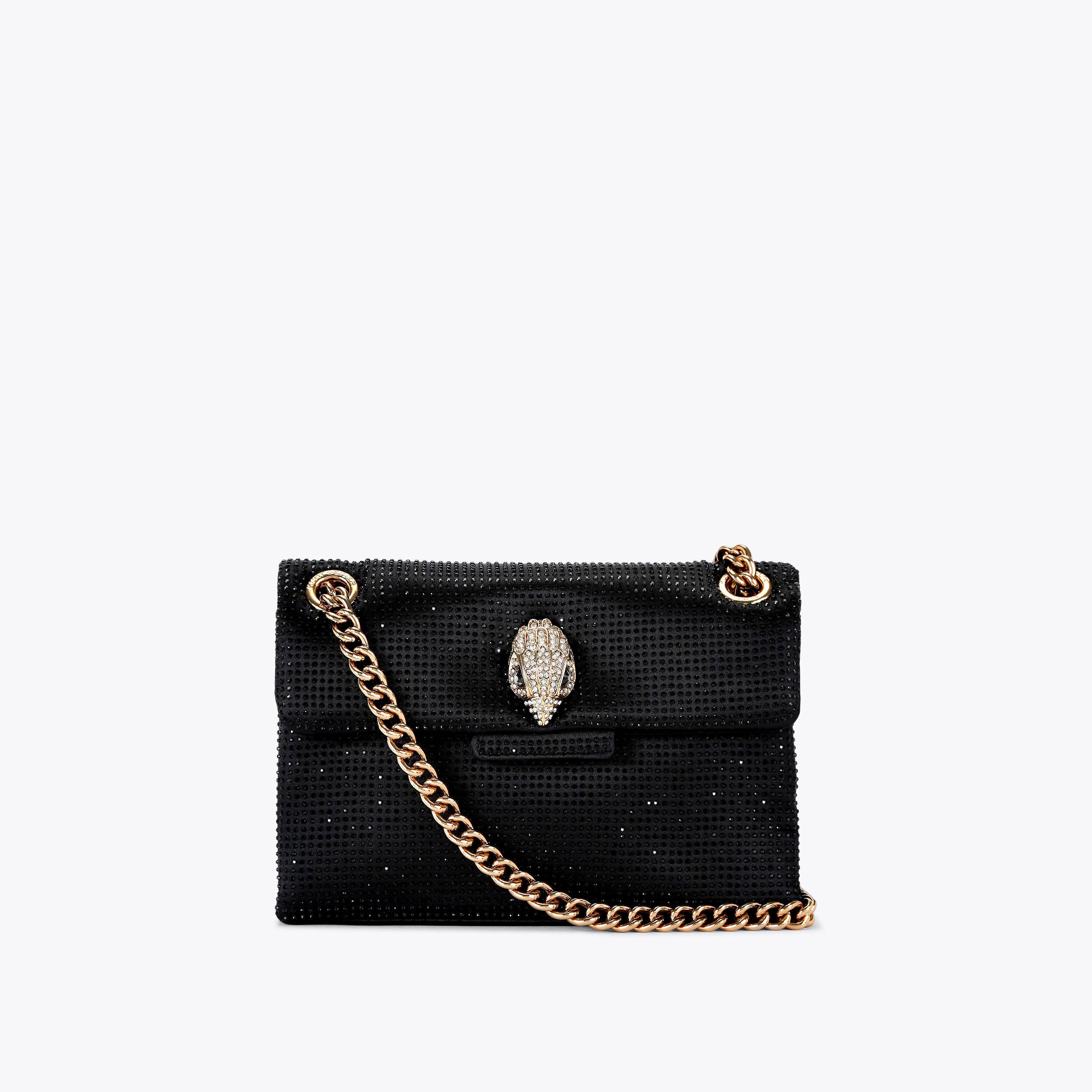FABRIC MINI KENSINGTON Black Crystal Cross Body Bag by KURT GEIGER LONDON