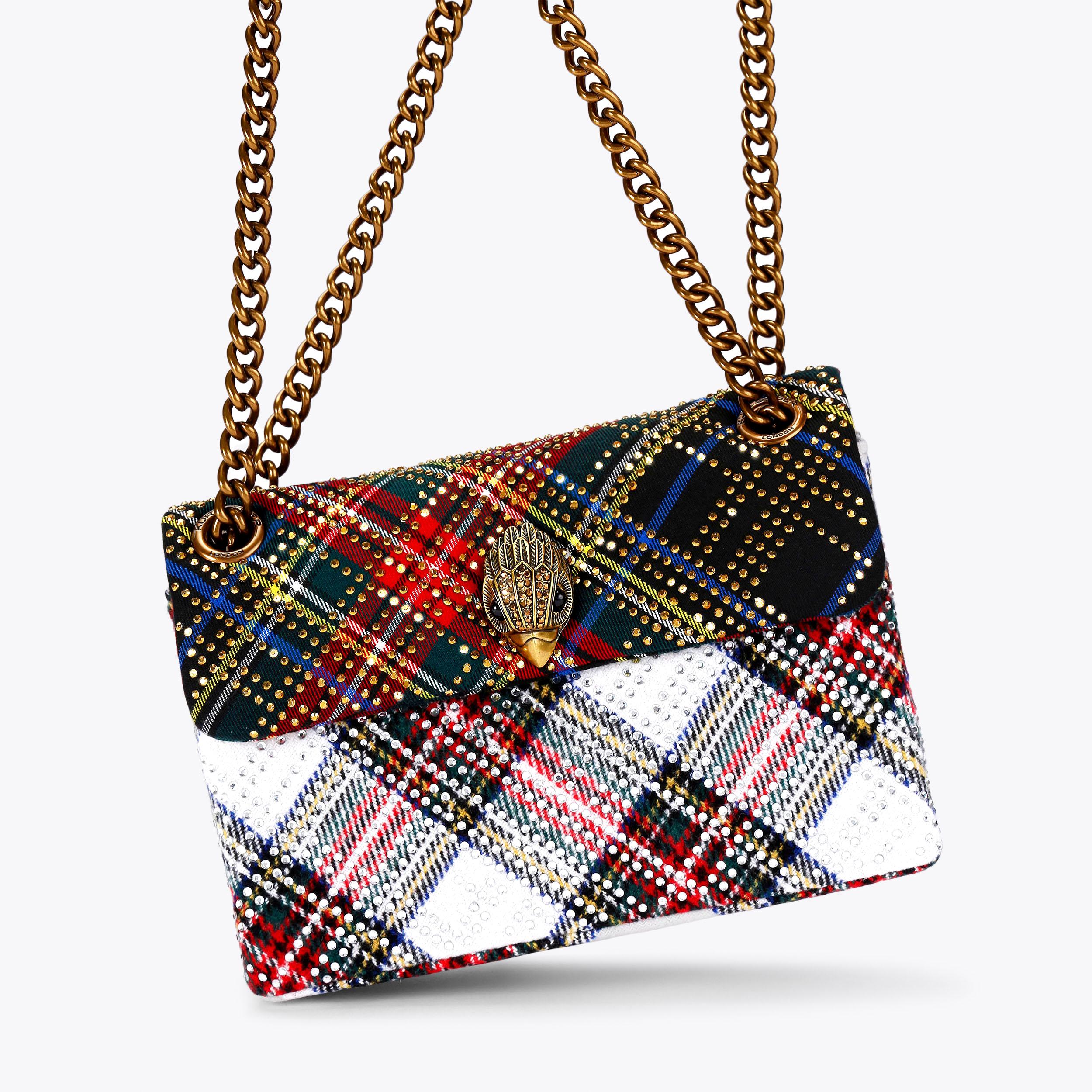 FABRIC MINI KENSINGTON Tartan Crystal Cross Body Purse by KURT GEIGER LONDON