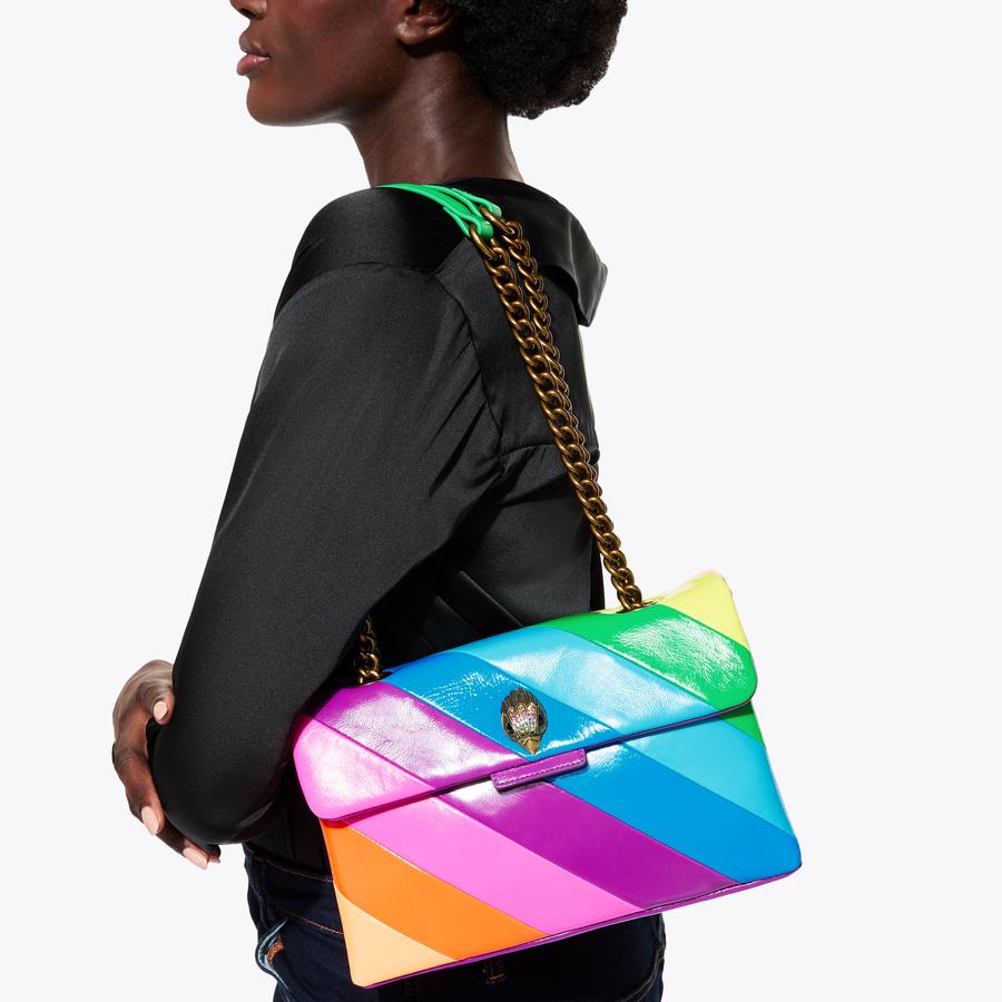 レインボー / Ritchie Serenades Germany 10CD LEATHER KENSINGTON L Neon Rainbow Stripe Shoulder Bag by