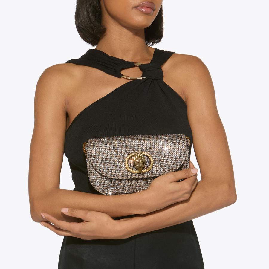 モノグラム パンチング ポシェット クレディ SM CHELSEA XBODY Crystal Houndstooth Cross Body Bag by KURT GEIGER