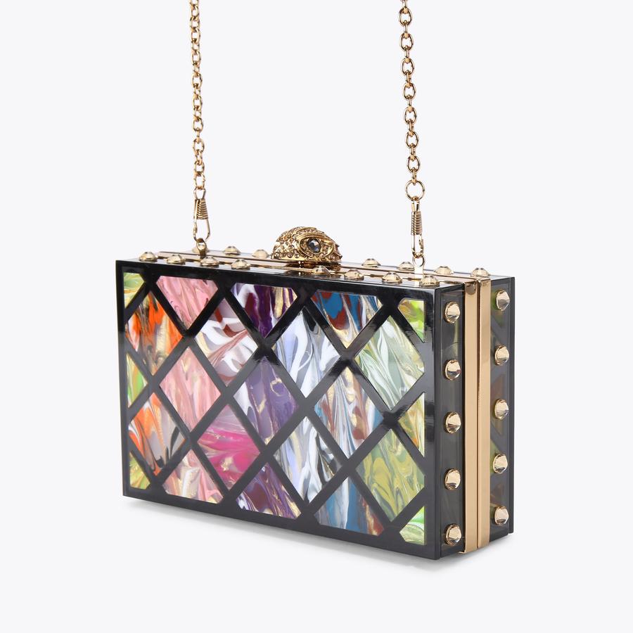 【美品】Louren flower jacquard clutch bag Perry Crystal Caviar Gradient Golden - Judith Leiber