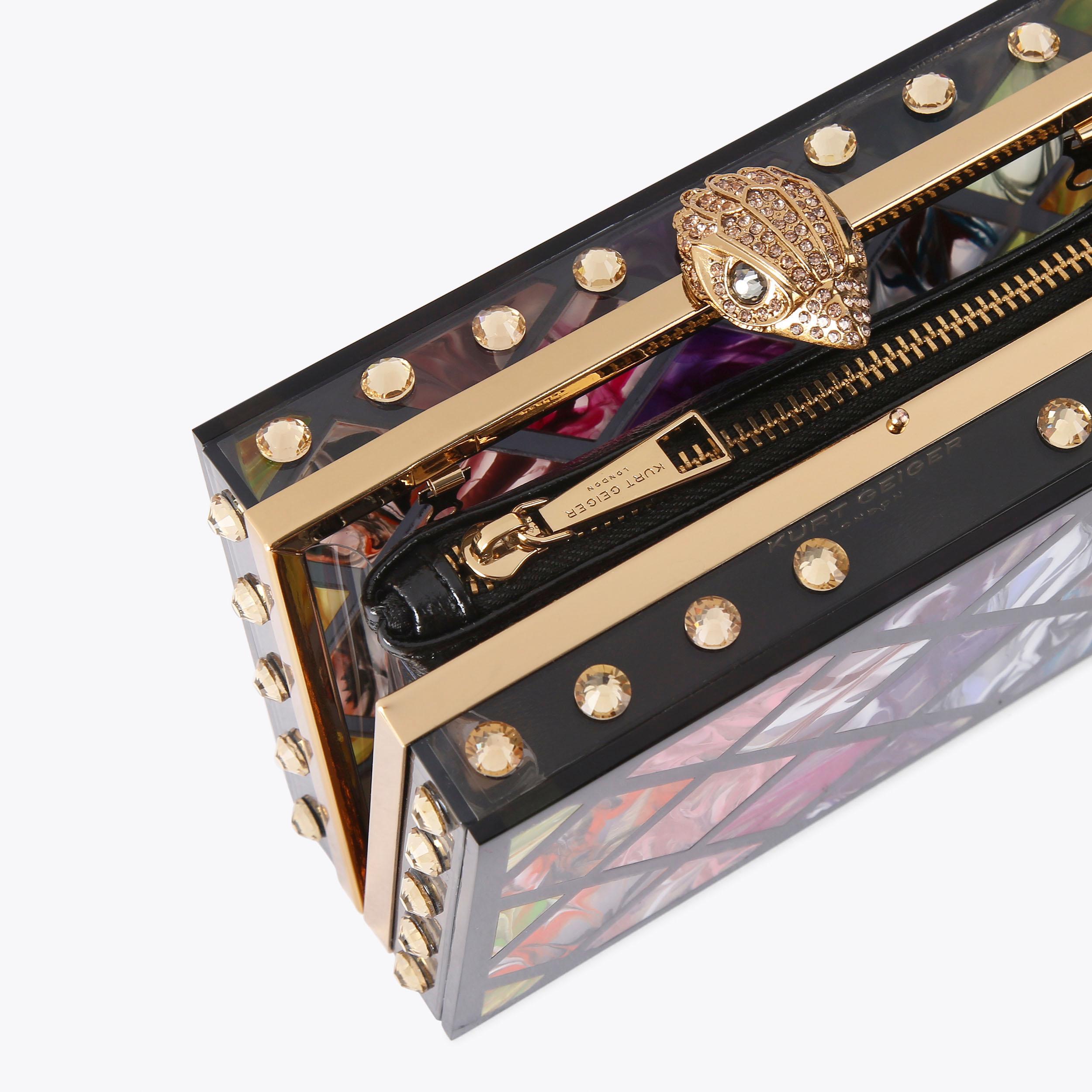 CRYSTAL QUILT BOX CLUTCH Marbled Acrylic Clutch Purse by