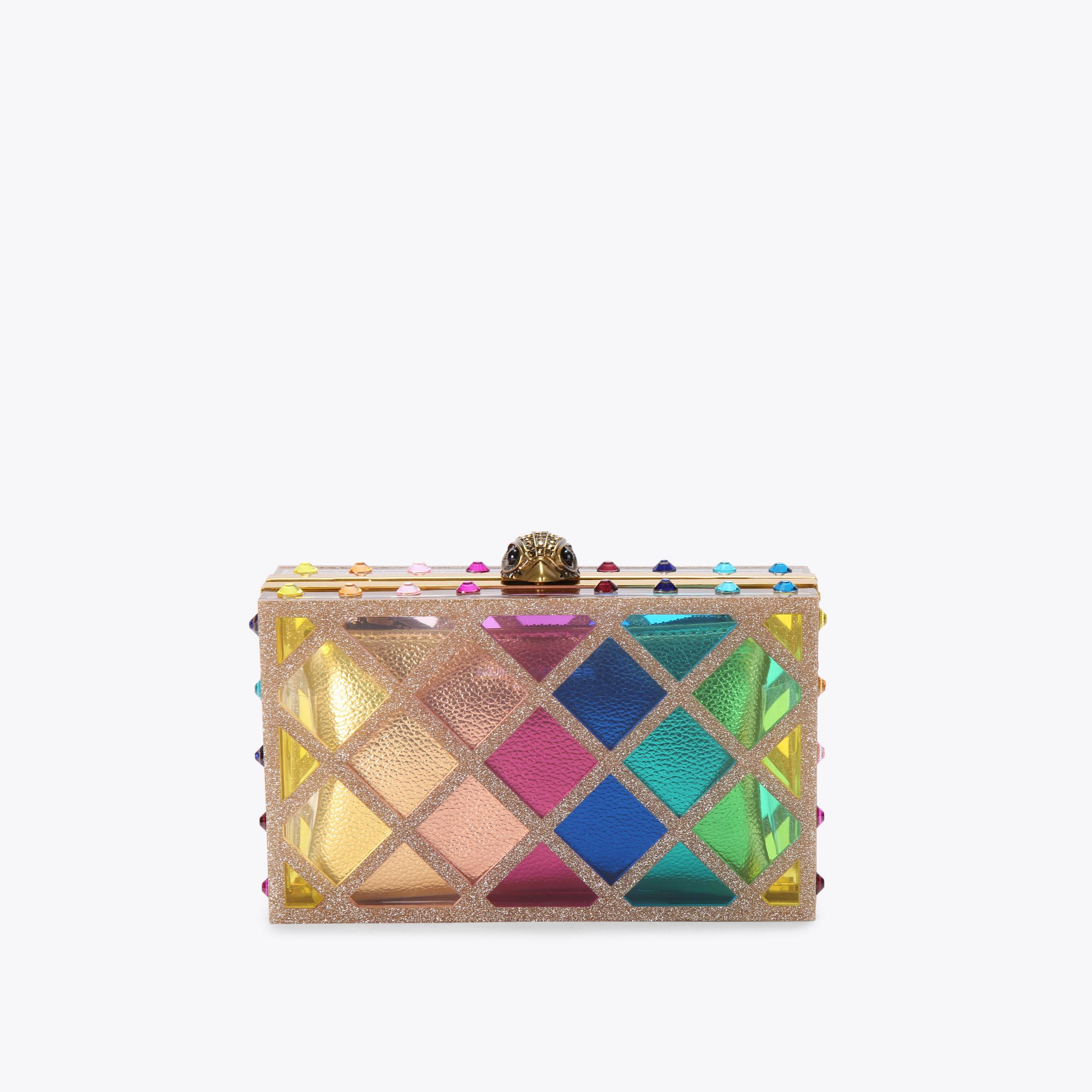 CRYSTAL QUILT BOX CLUTCH Ombre Rainbow Clutch Bag by KURT GEIGER LONDON
