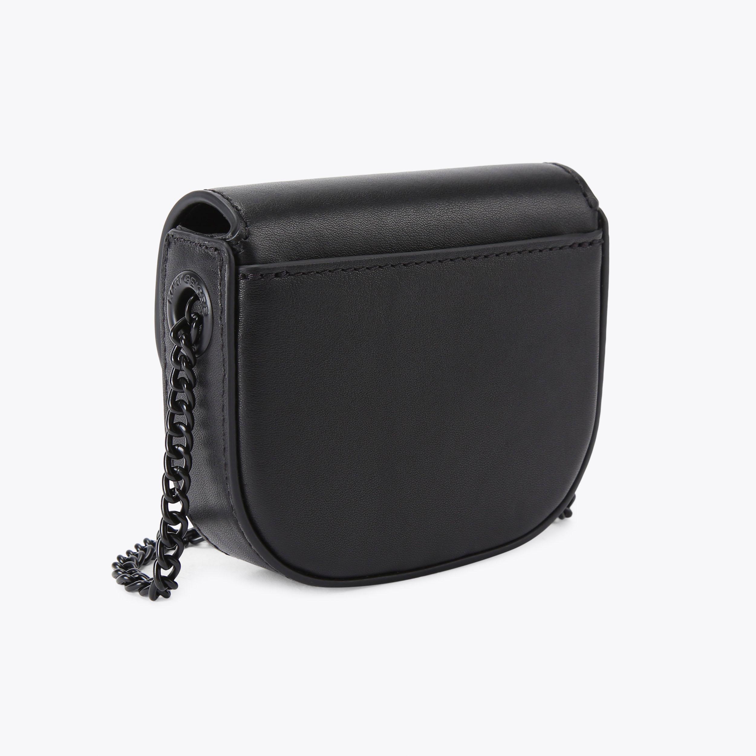 MICRO CHELSEA SADDLE DR Black Leather Micro Purse by KURT GEIGER LONDON