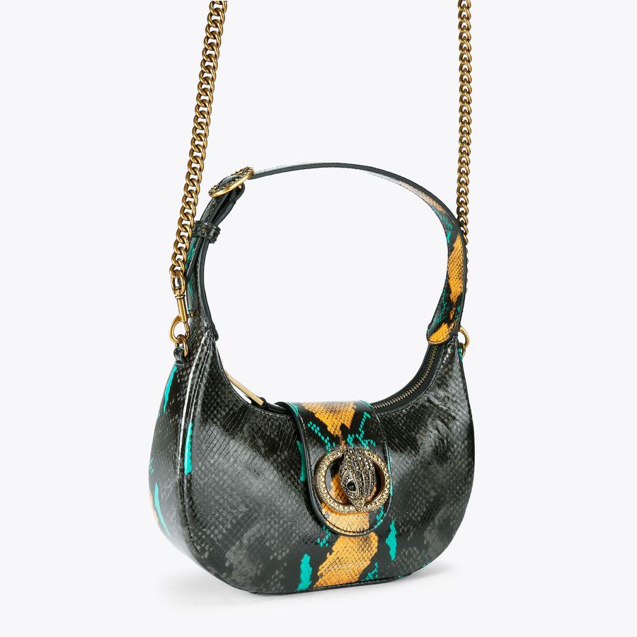 SM CHELSEA HOBO Black Snake Print Hobo Bag by KURT GEIGER LONDON