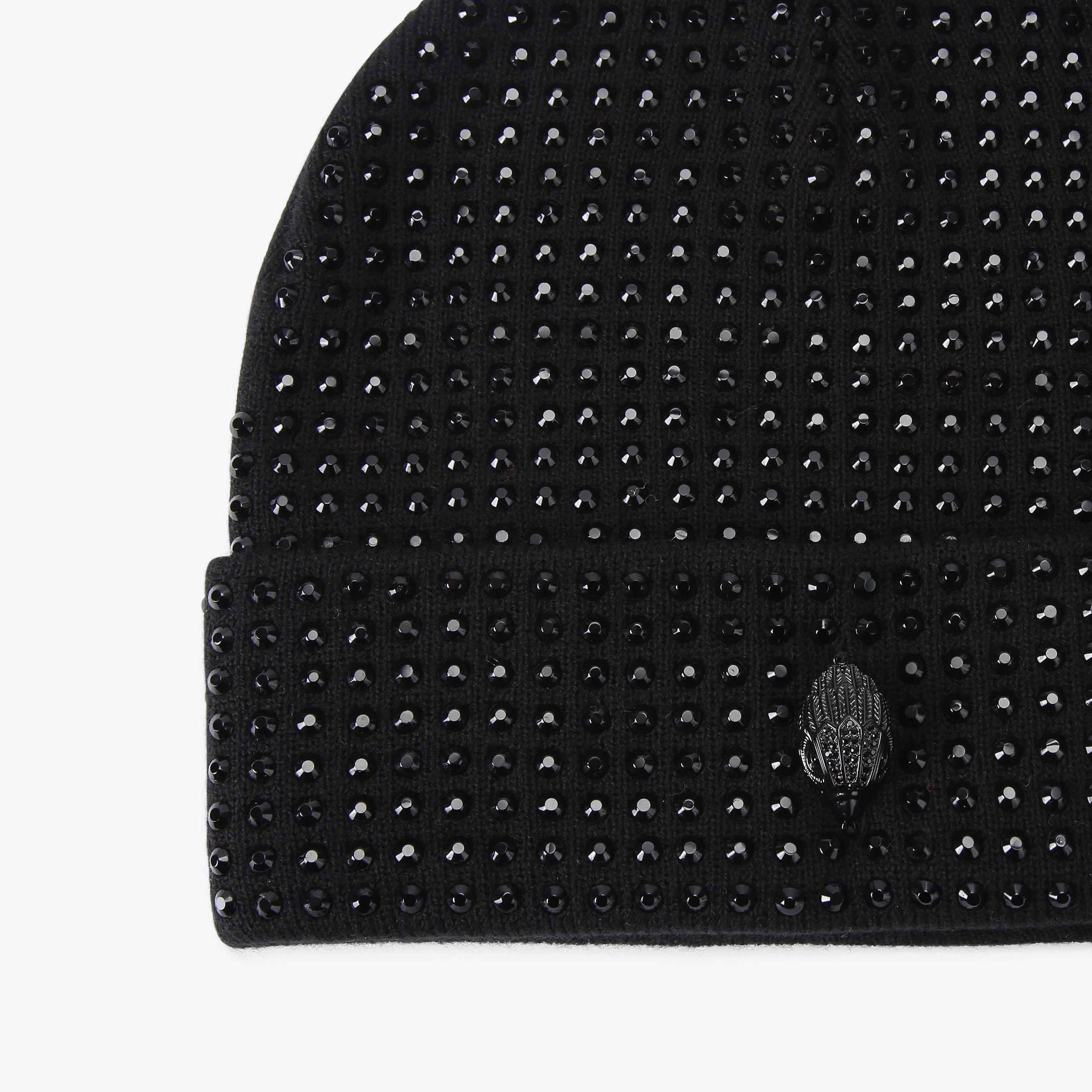 NWT Kurt Geiger Crystal Eagle Beanie COSY EAGLE BEANIE Black Knitted Beanie Hat by KURT GEIGER LONDON main image 3