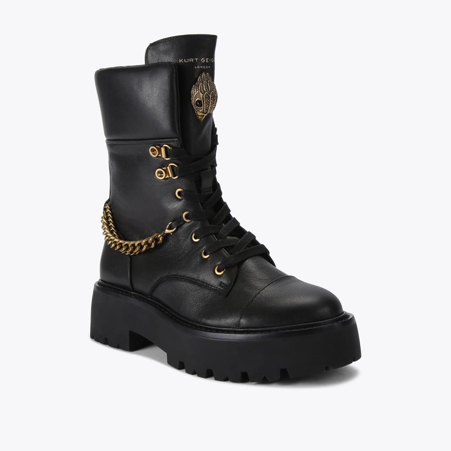 KENSINGTON COMBAT BOOT Black Combat Boot by KURT GEIGER LONDON