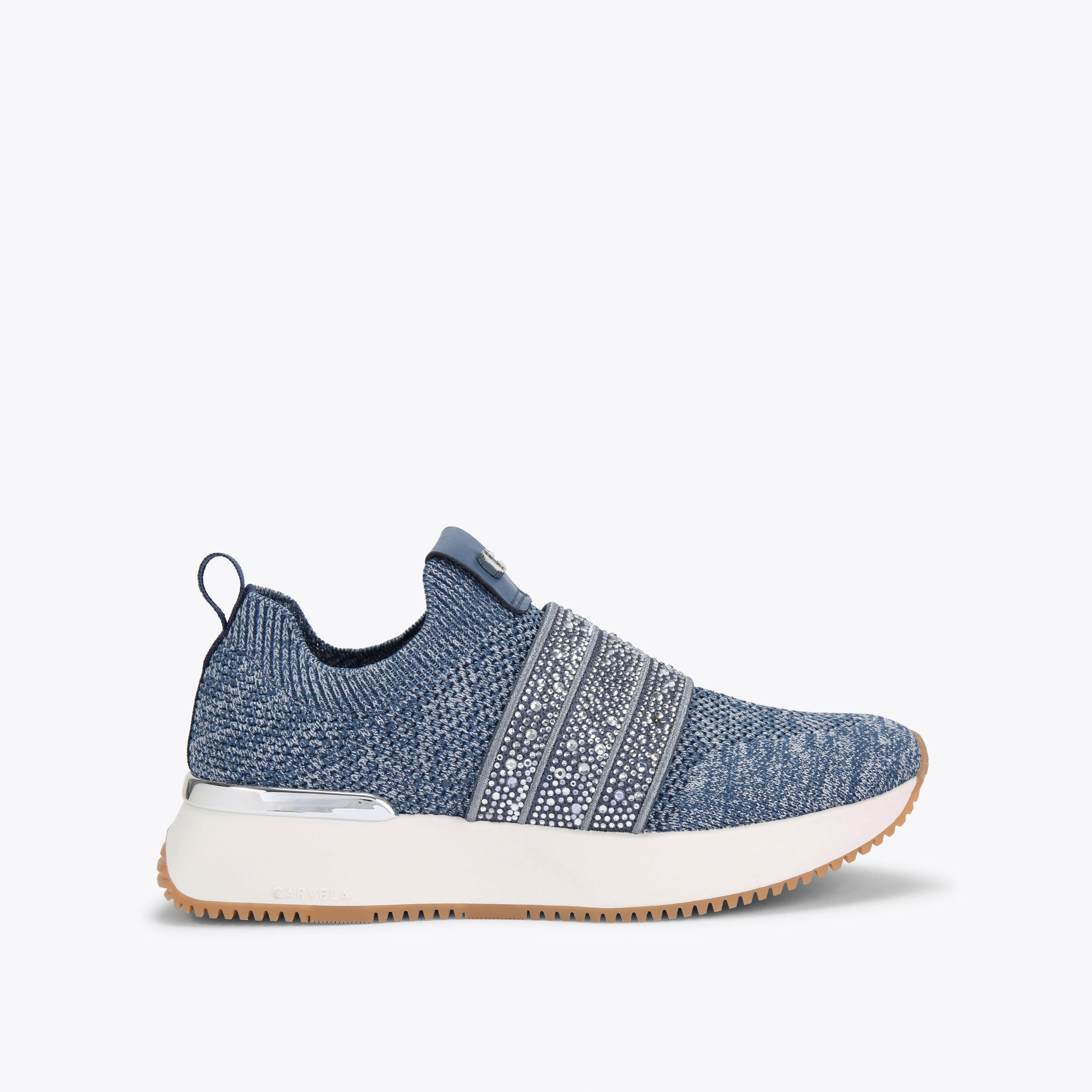 FLARE SPARKLE Denim Blue Slip On Trainer by CARVELA