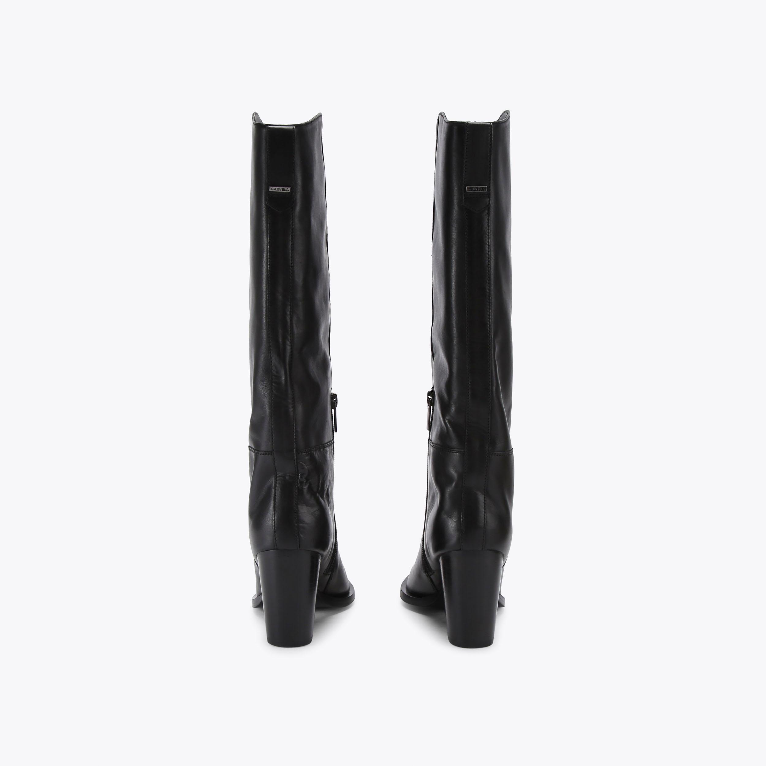 REIGN Black Leather Knee Boot by CARVELA