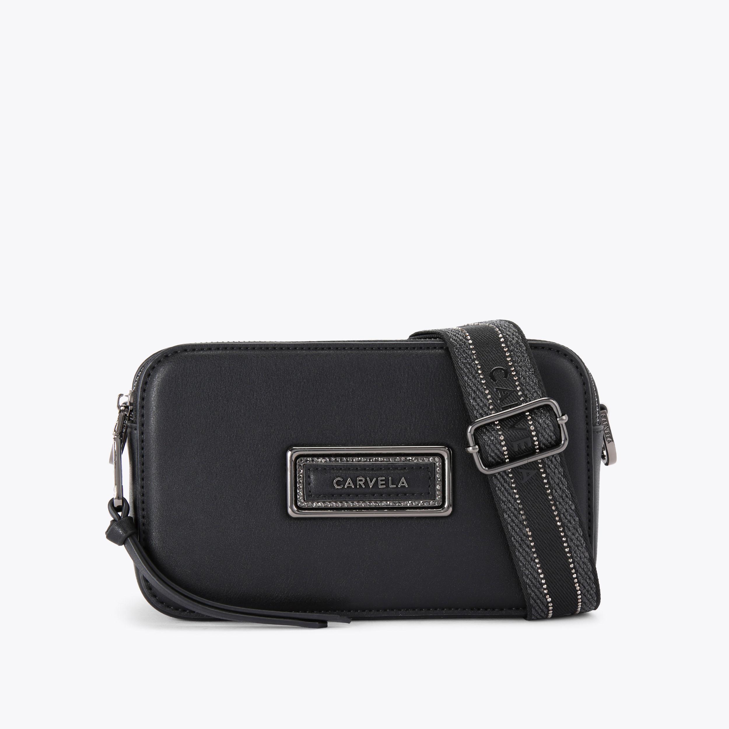 ROMA RECTANGLE CAMERA Brown Croc Camera Bag by CARVELA