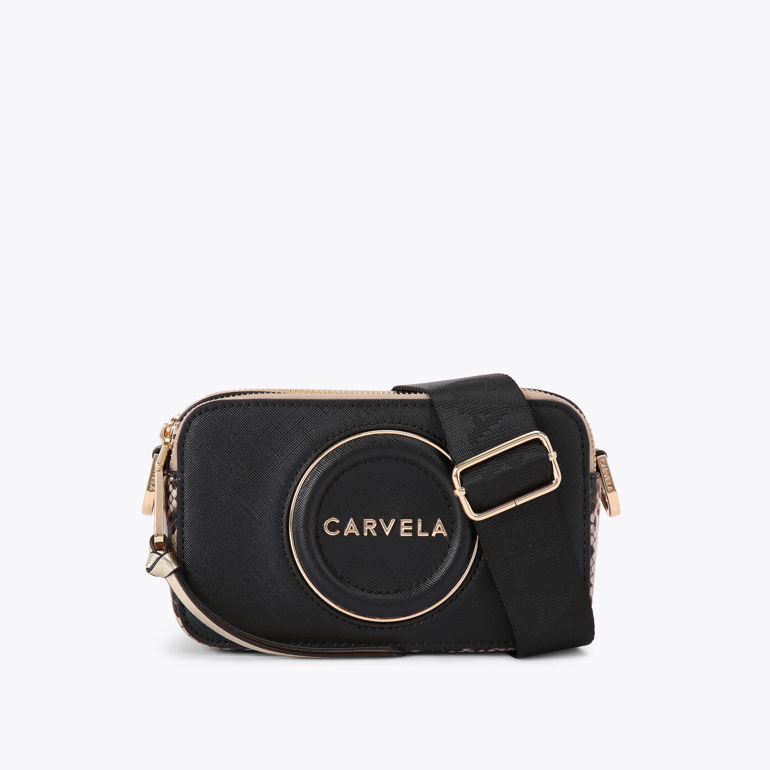 MINI ROMA CIRCLE Black Beige Cross Body Bag by CARVELA