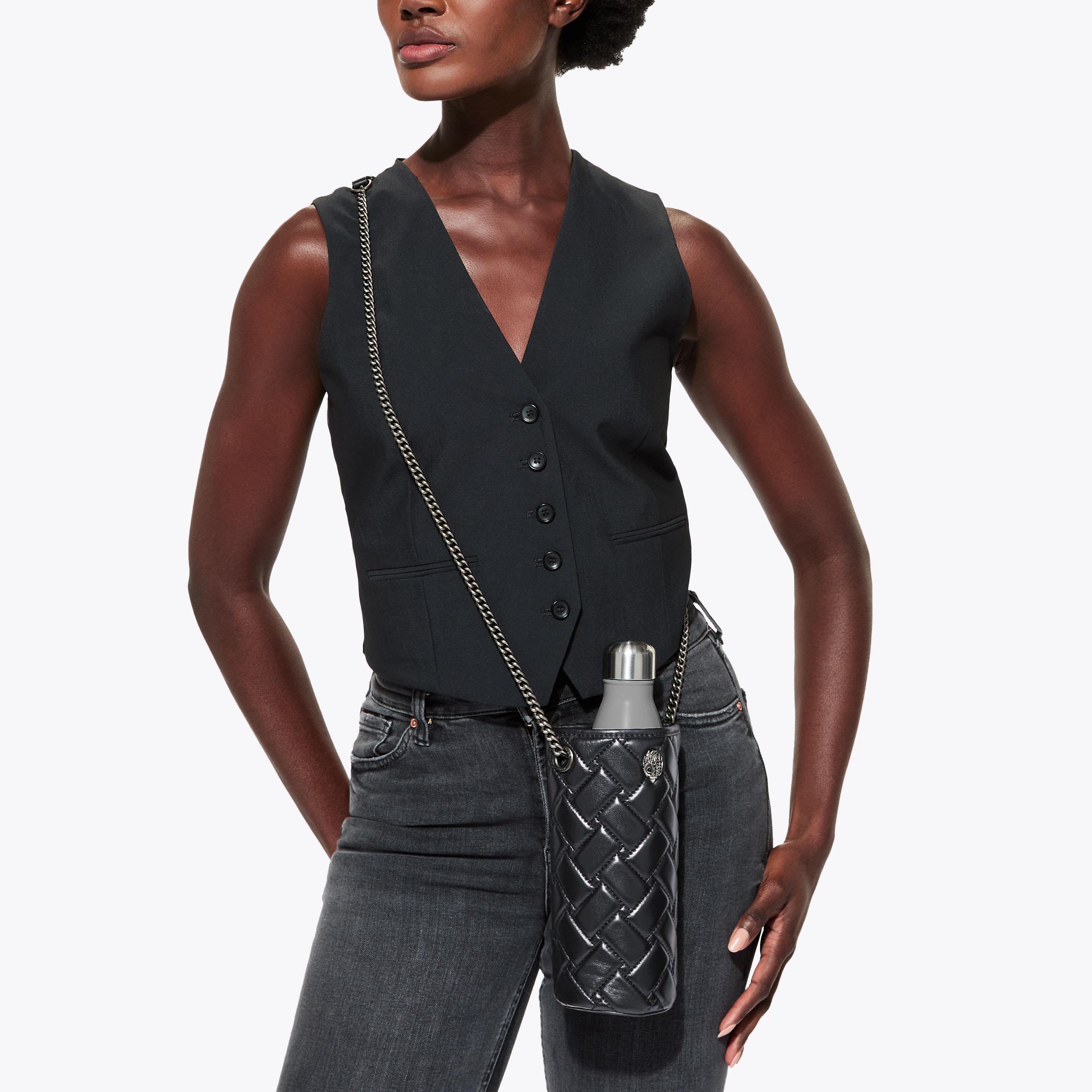 KENSINGTON BOTTLE HOLDER Black Leather Bottle Holder by KURT GEIGER LONDON