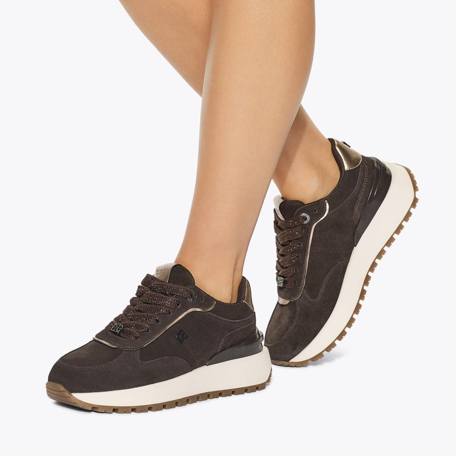 LOUISA2 Brown Suede Trainer by KG KURT GEIGER