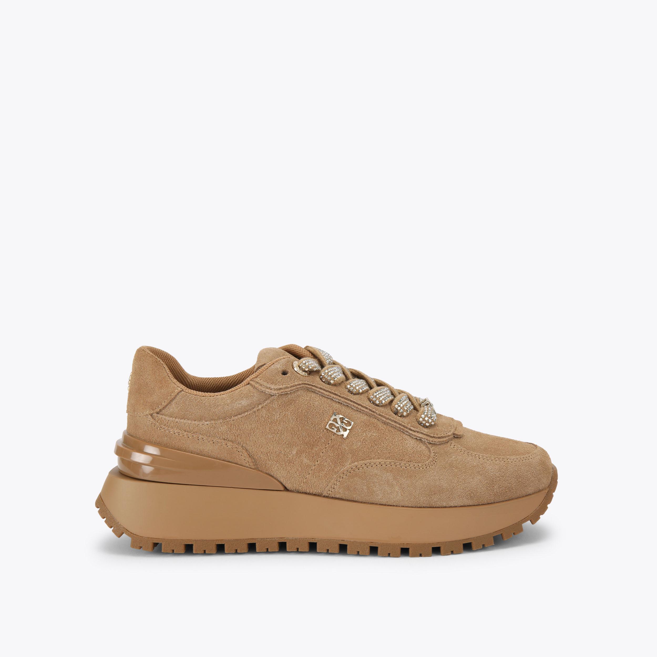 LOUISA2 Taupe Suede Lace Up Sneaker by KG Kurt Geiger