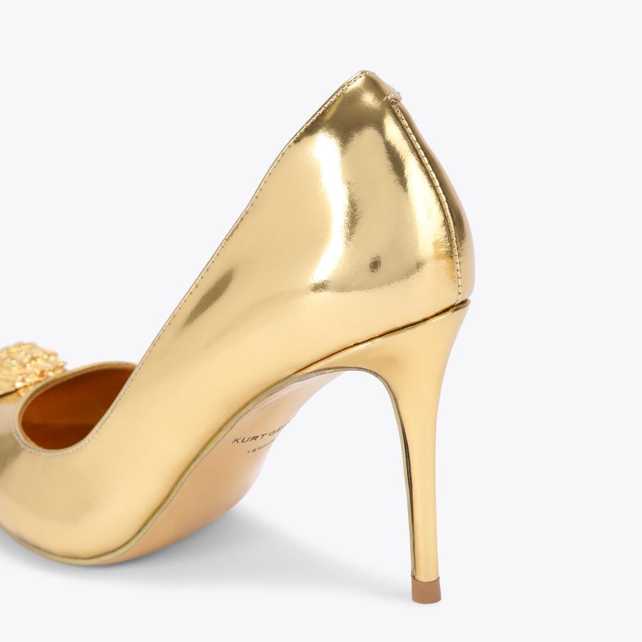 BELGRAVIA EAGLE COURT Gold Metallic Court Heel by KURT GEIGER LONDON