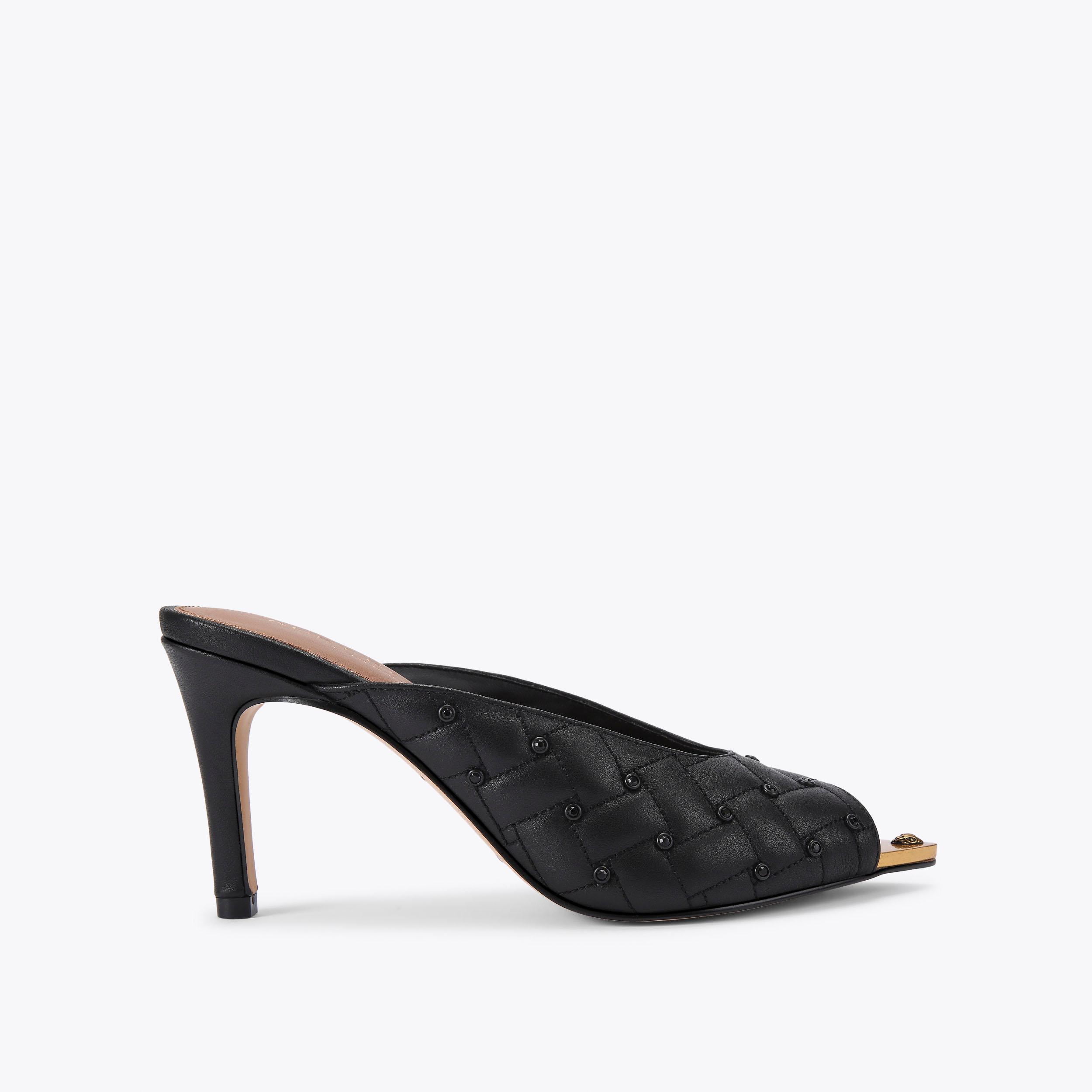 REGENT CRYSTAL POINT MULE Black Leather Mule Heel by KURT GEIGER LONDON