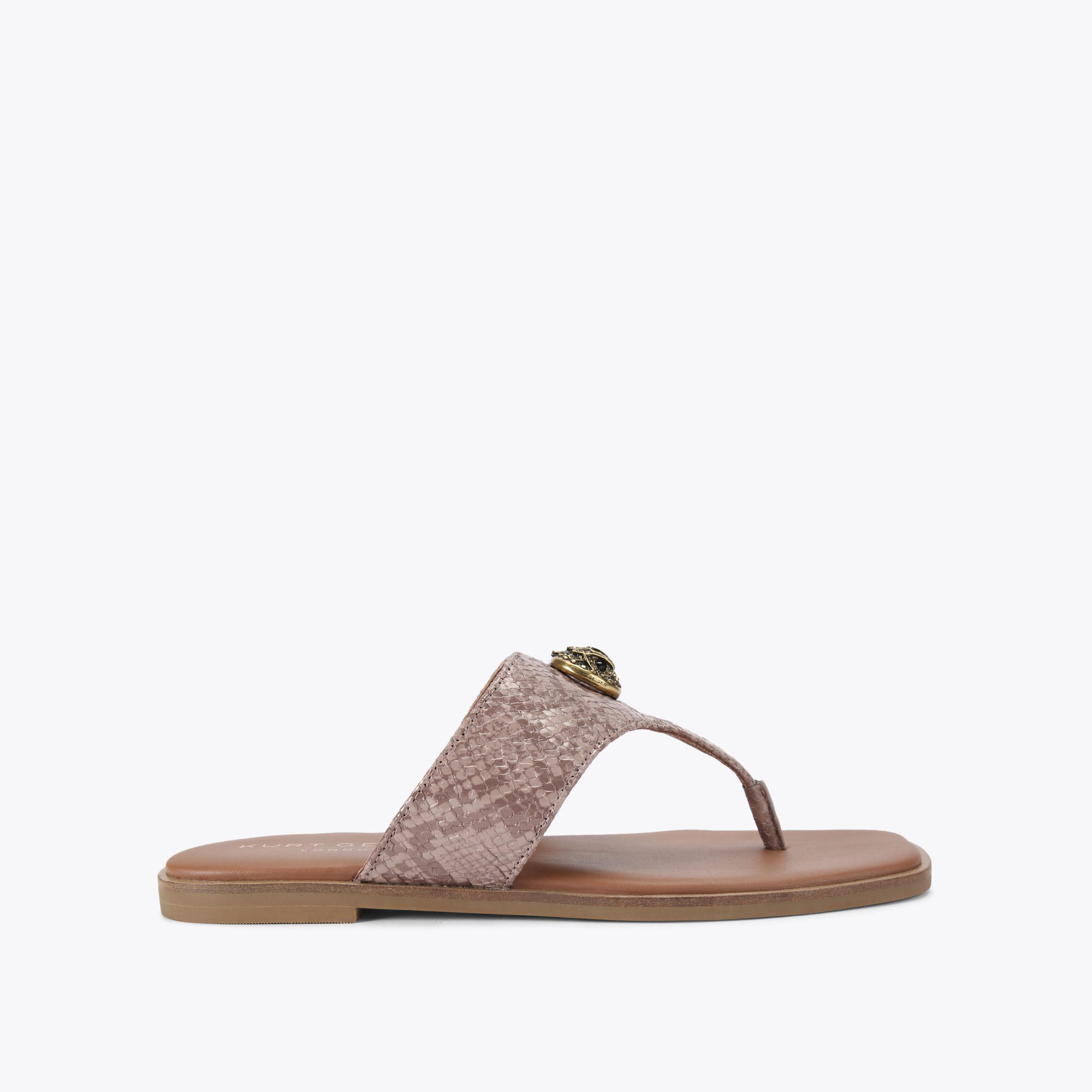 CHELSEA SQ T BAR Pink Snake Sandal by KURT GEIGER LONDON