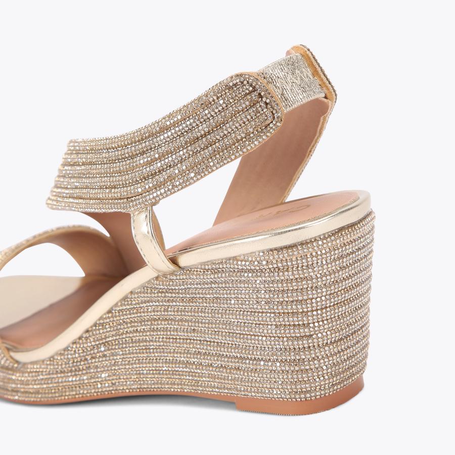 gold wedge dress shoes Malibu Yacht Embellished Lace Up Platform Wedges main image 0