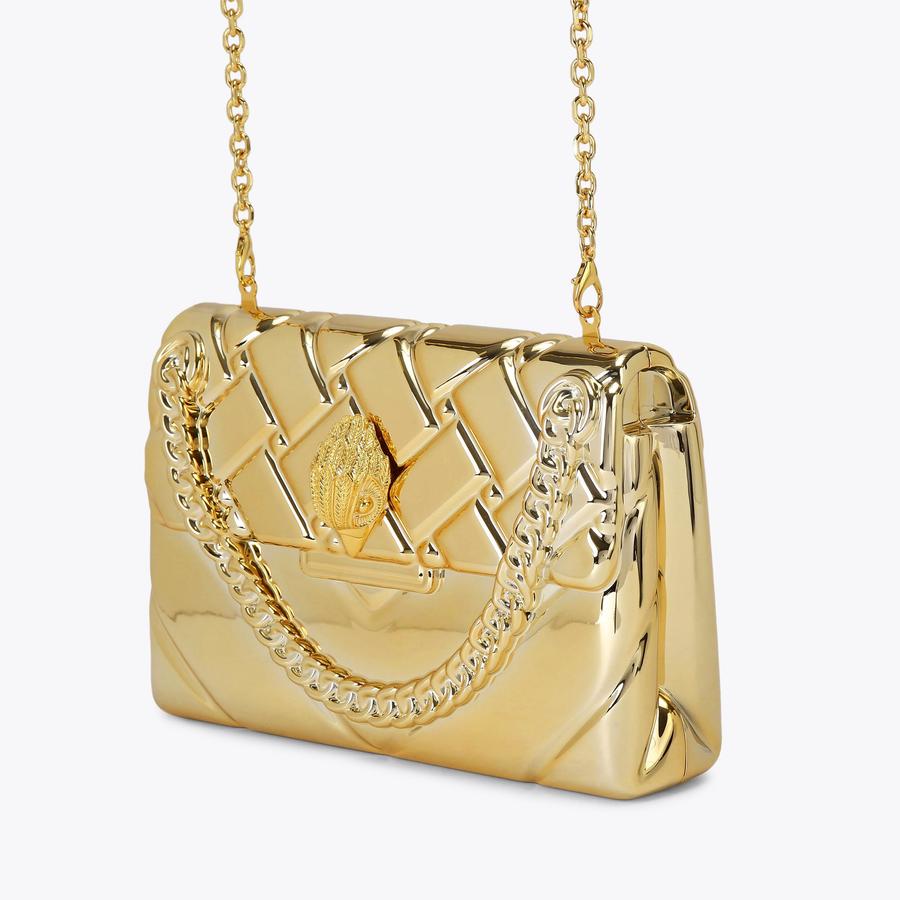KENSINGTON BAG CLUTCH Gold Metallic Clutch Purse by KURT GEIGER LONDON