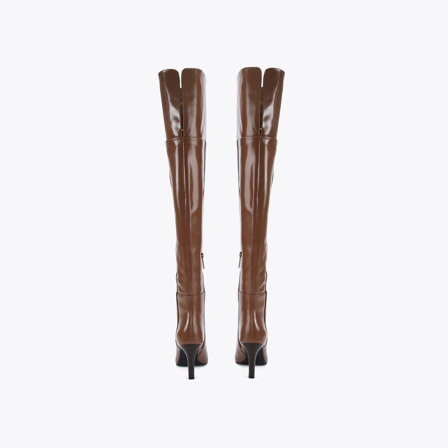 SHOREDITCH 85 OTK BOOT Brown Knee Height Boot by KURT GEIGER LONDON