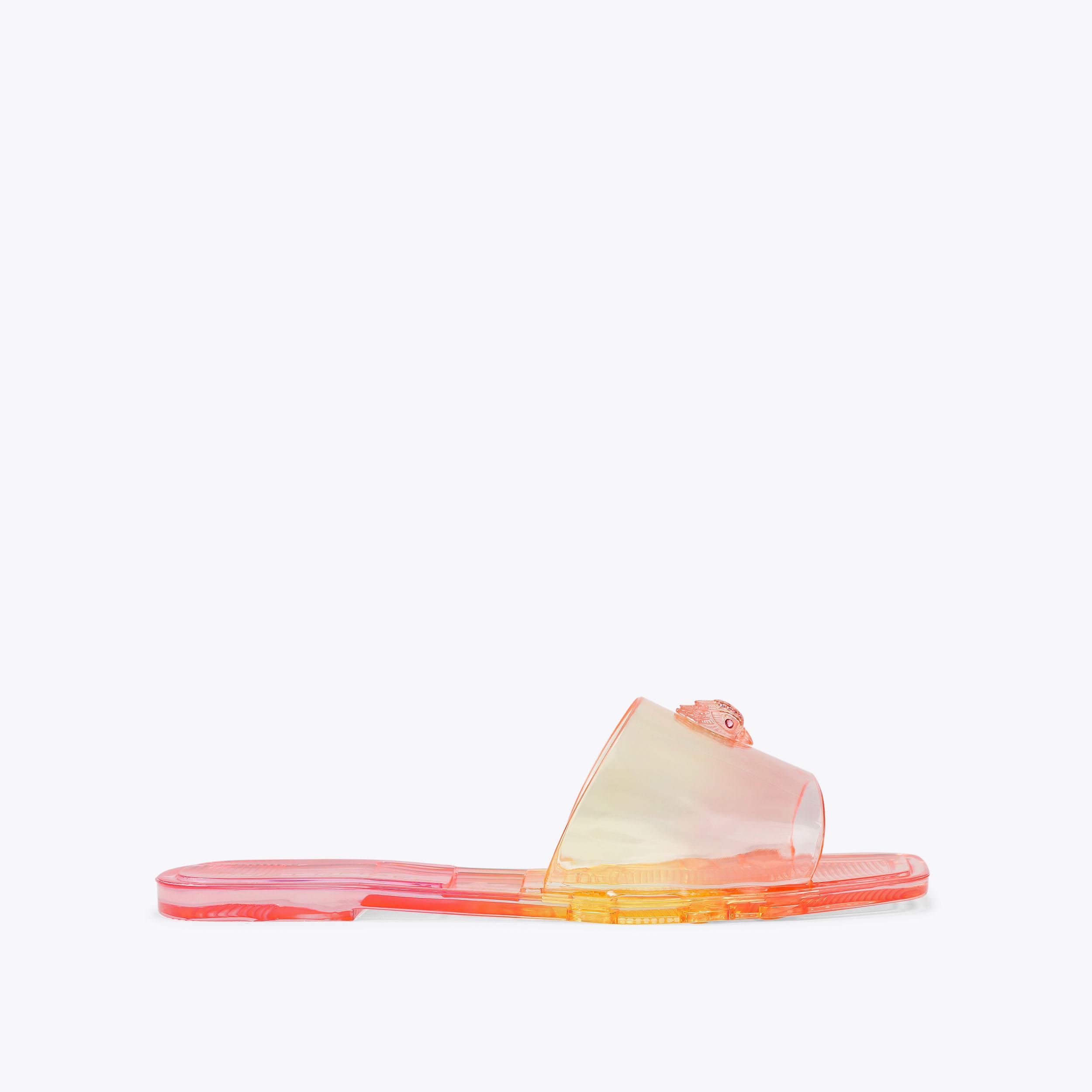 MADDISON SLIDE Orange Transparent Slip on Sandal by Kurt Geiger London