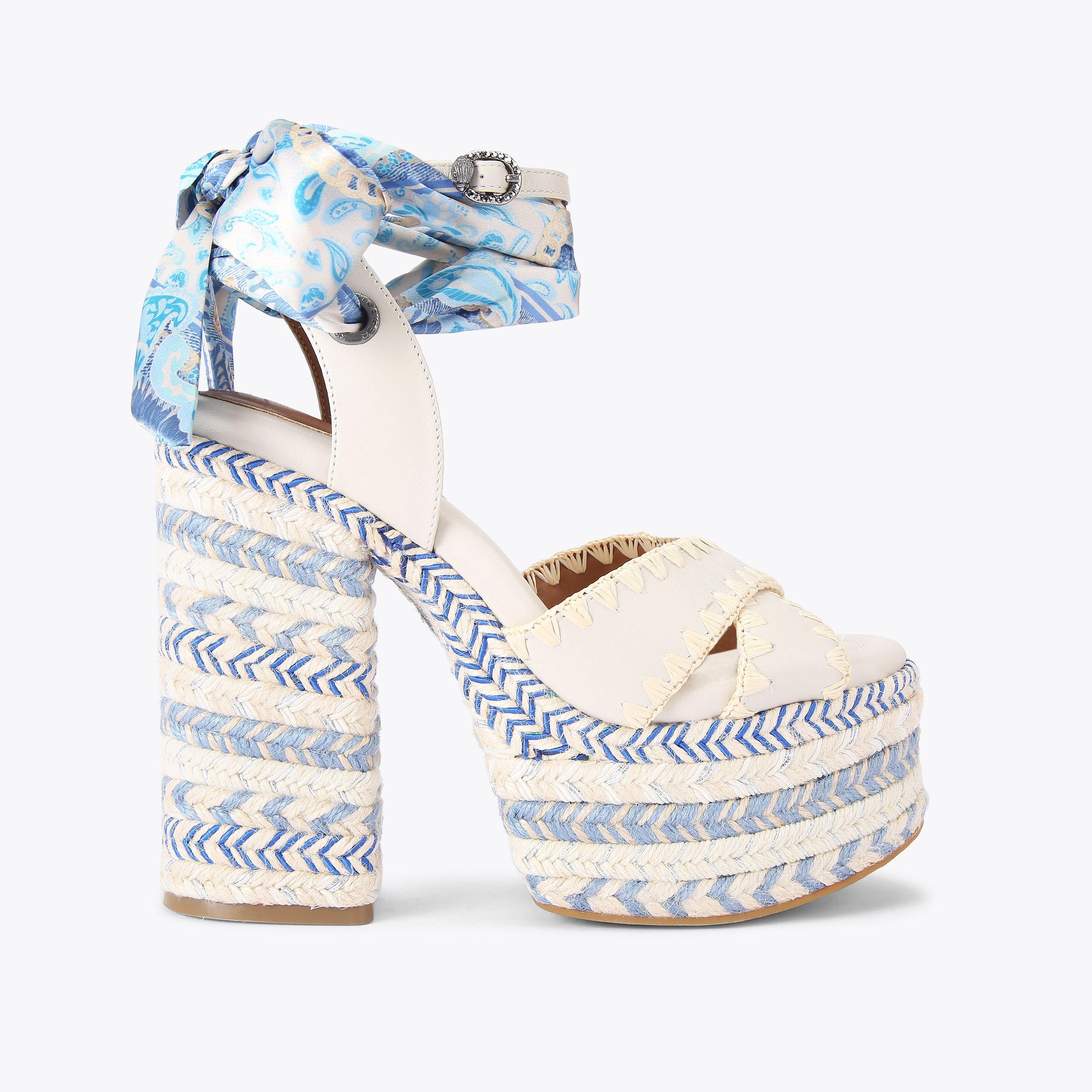 CHELSEA SCARF PLATFORM Blue Paisley Scarf Heels by KURT GEIGER LONDON