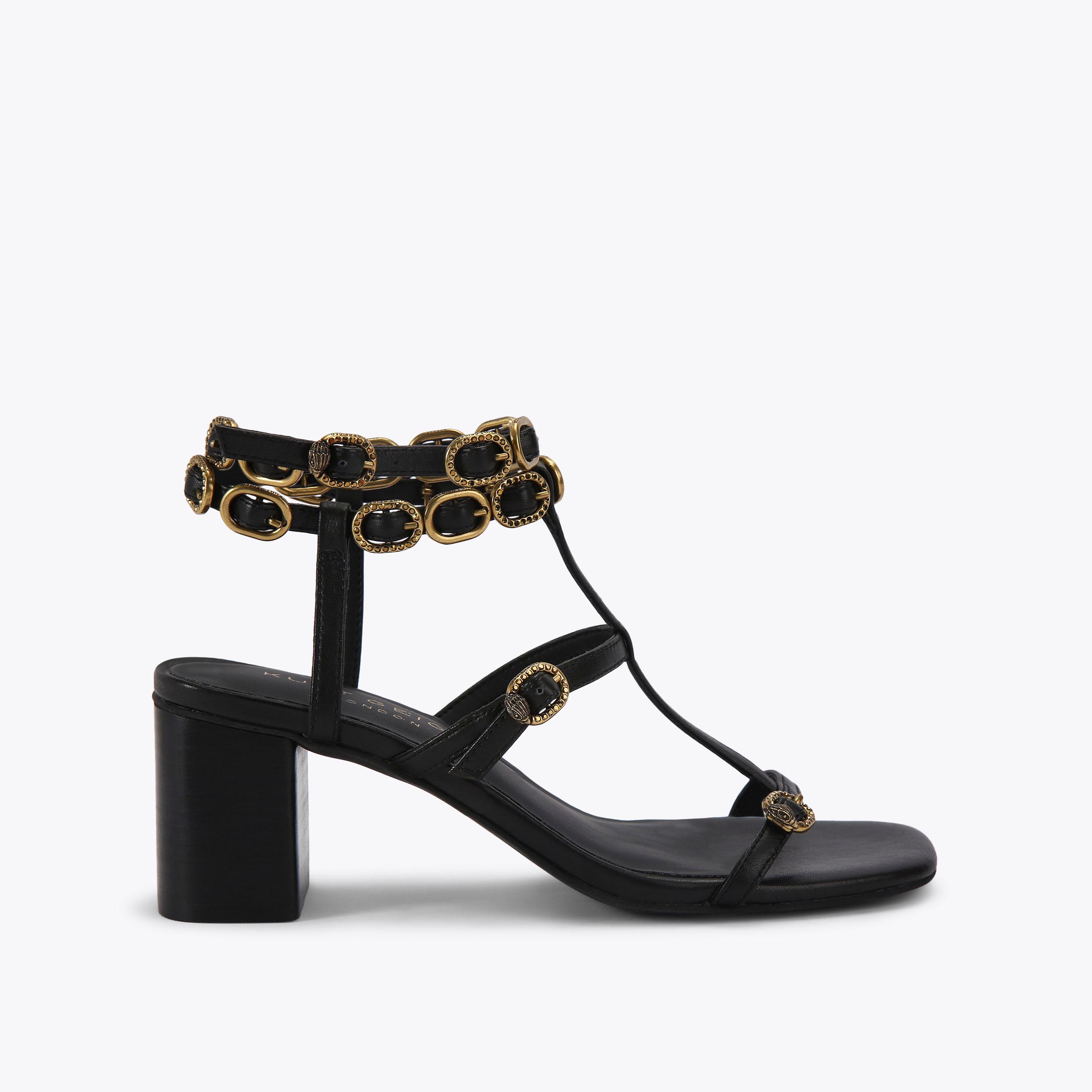 REGENT BLOCK GLADIATOR Black Block Heel by KURT GEIGER LONDON