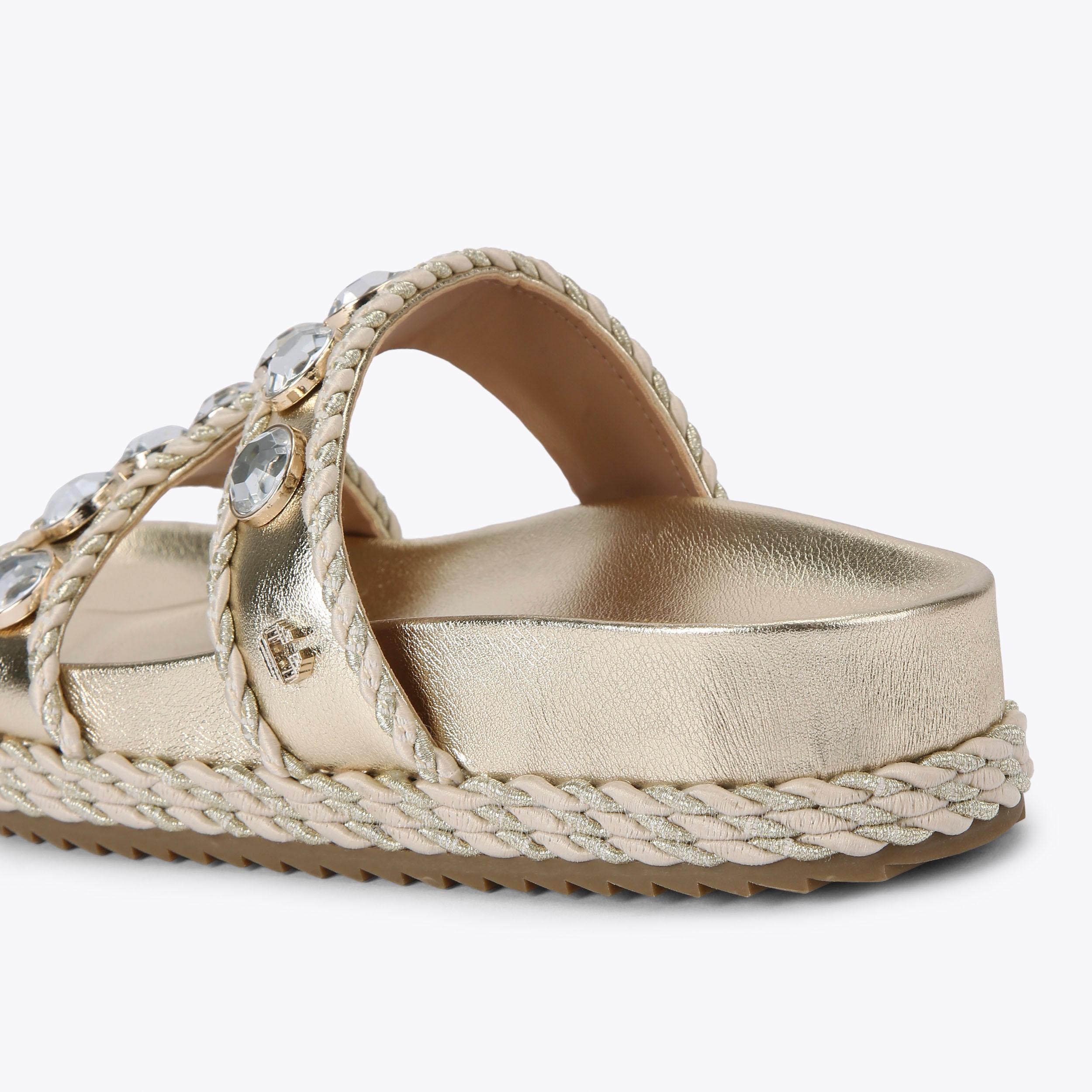 SORELLA FLATFORM Gold Slip On Sandal by CARVELA