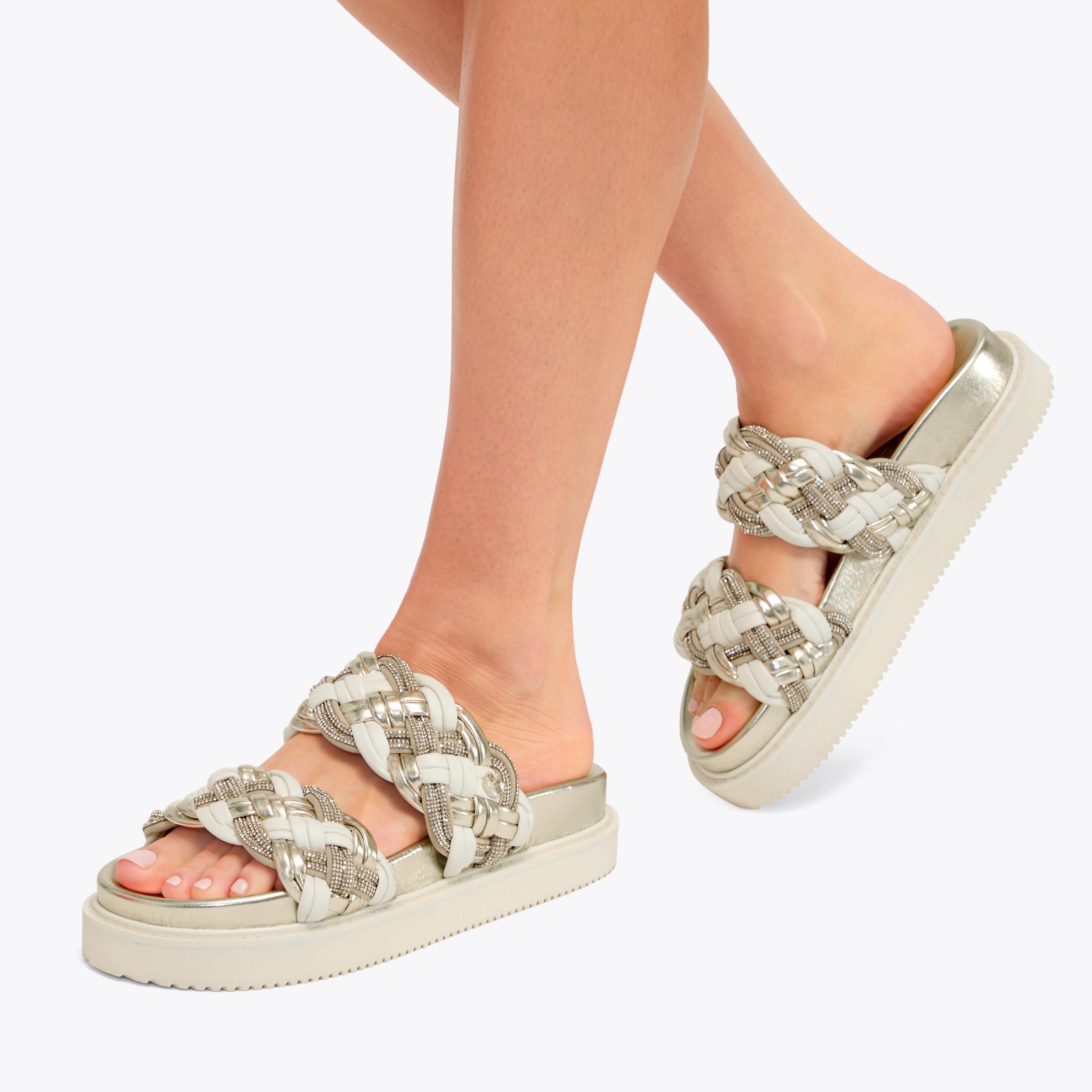 MAIELLA FLATFORM Gold Flatform Sandals by CARVELA