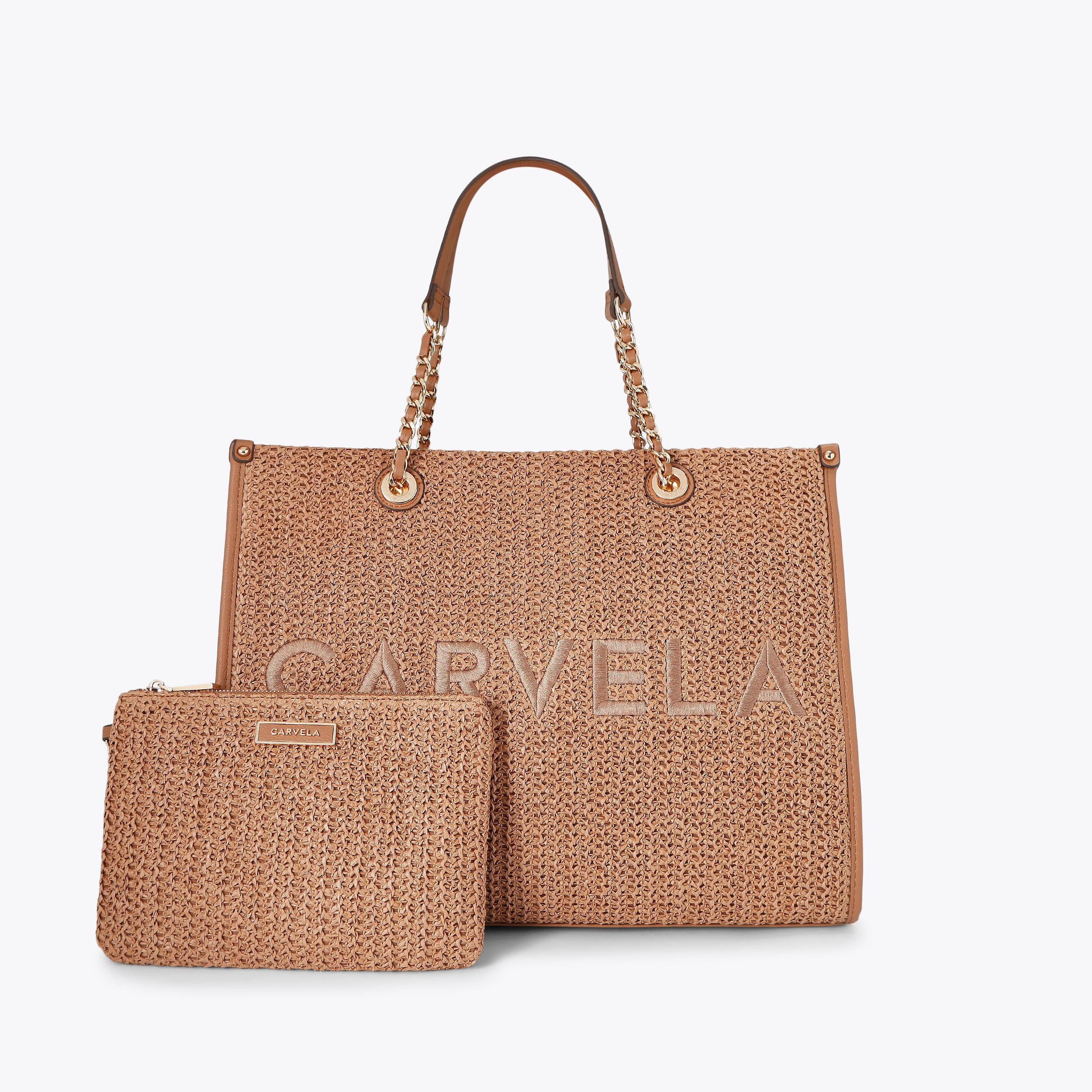 SORRENTO RAFFIA TOTE Raffia Chain Tote Bag by CARVELA