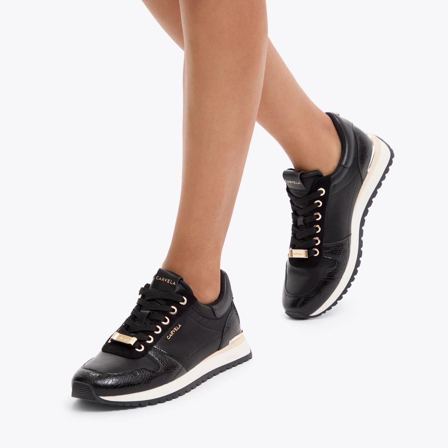 FLORENCIA SNEAKER Black Lace Up Trainer by CARVELA