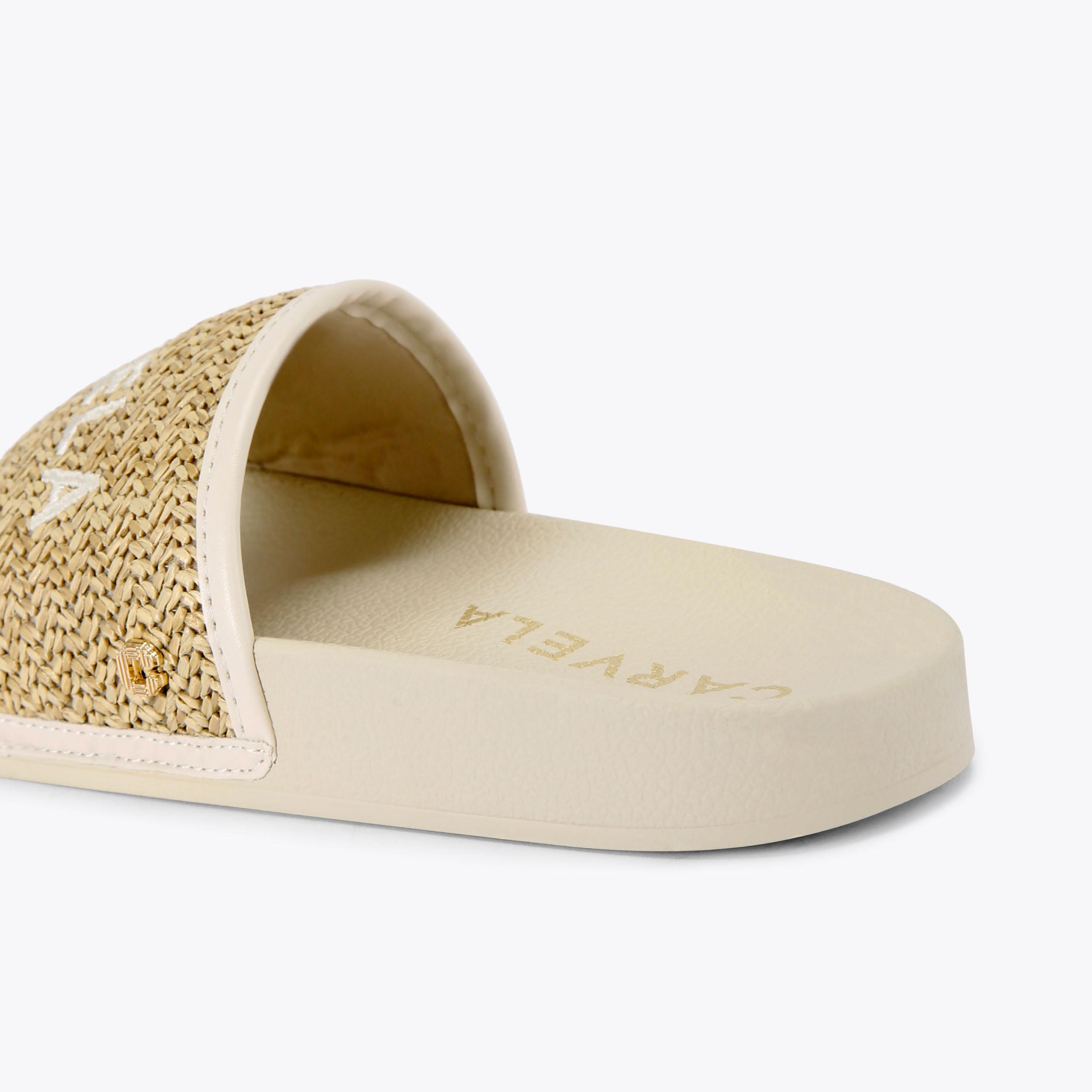 Carvela White Sandal Sliders SORRENTO SLIDER Beige Woven Slip On