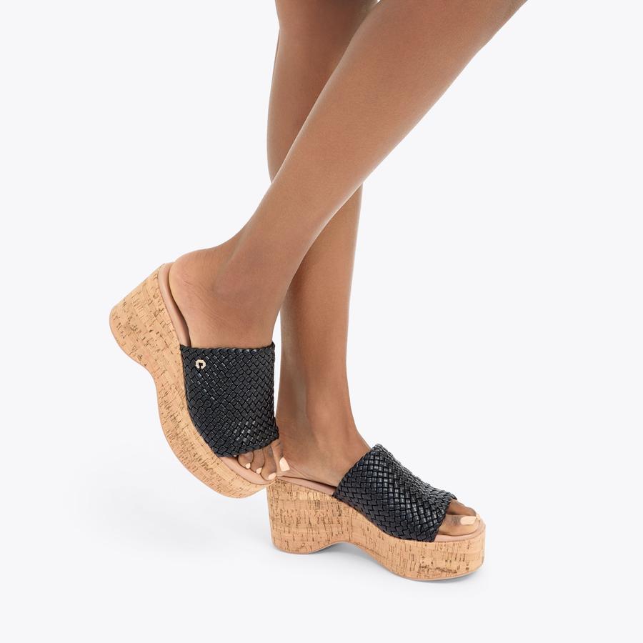 KRYPTON WEAVE WEDGE Black Woven Wedge Heel by CARVELA COMFORT