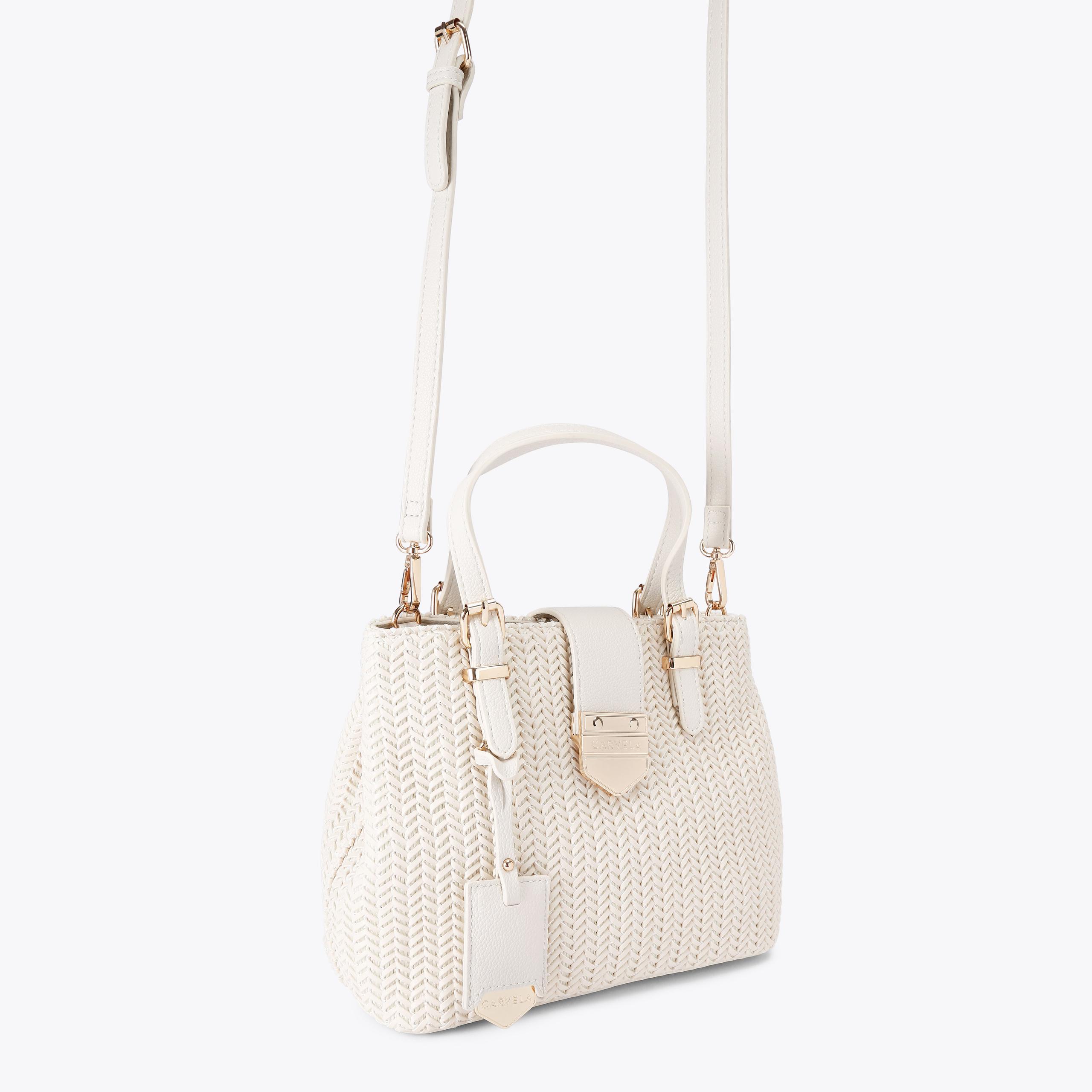 MARIA MINI WEAVE Black Woven Mini Tote Bag by CARVELA
