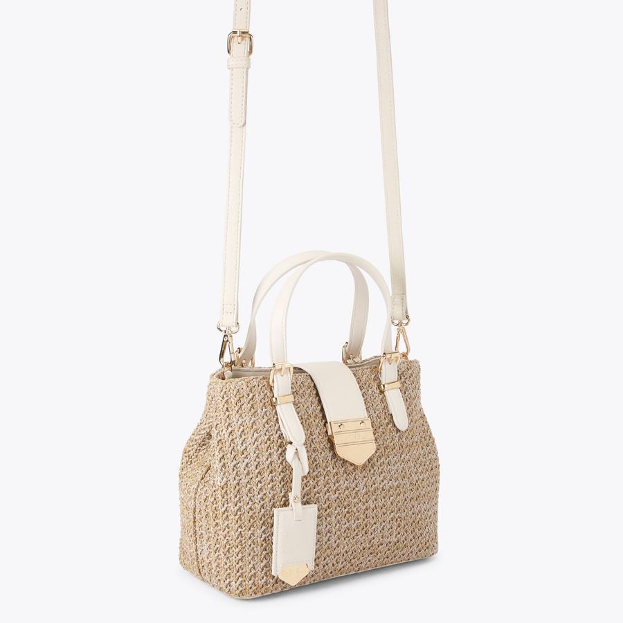 MARIA MINI TOTE Natural Woven Raffia Tote Bag by CARVELA