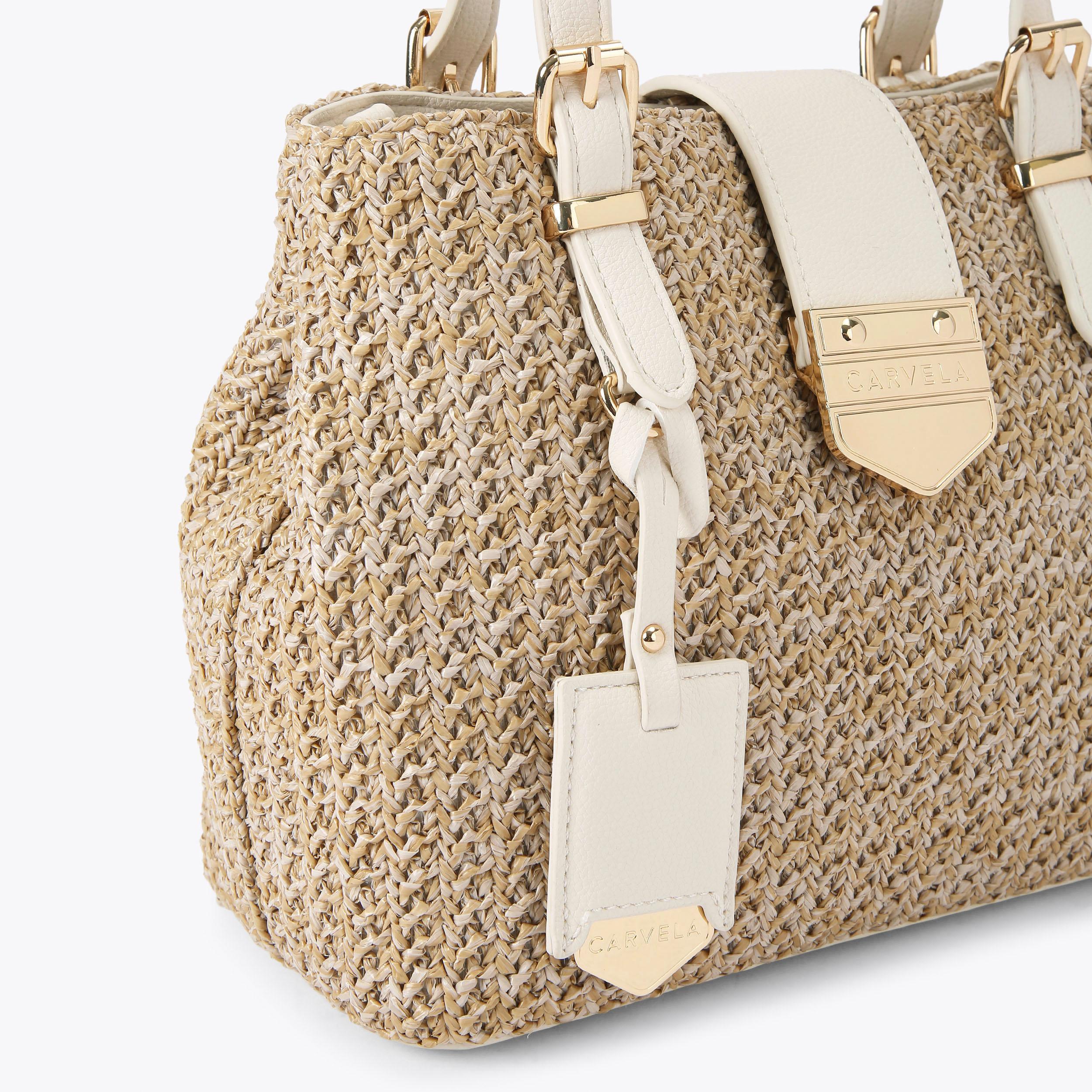 MARIA MINI TOTE Natural Woven Raffia Tote Bag by CARVELA