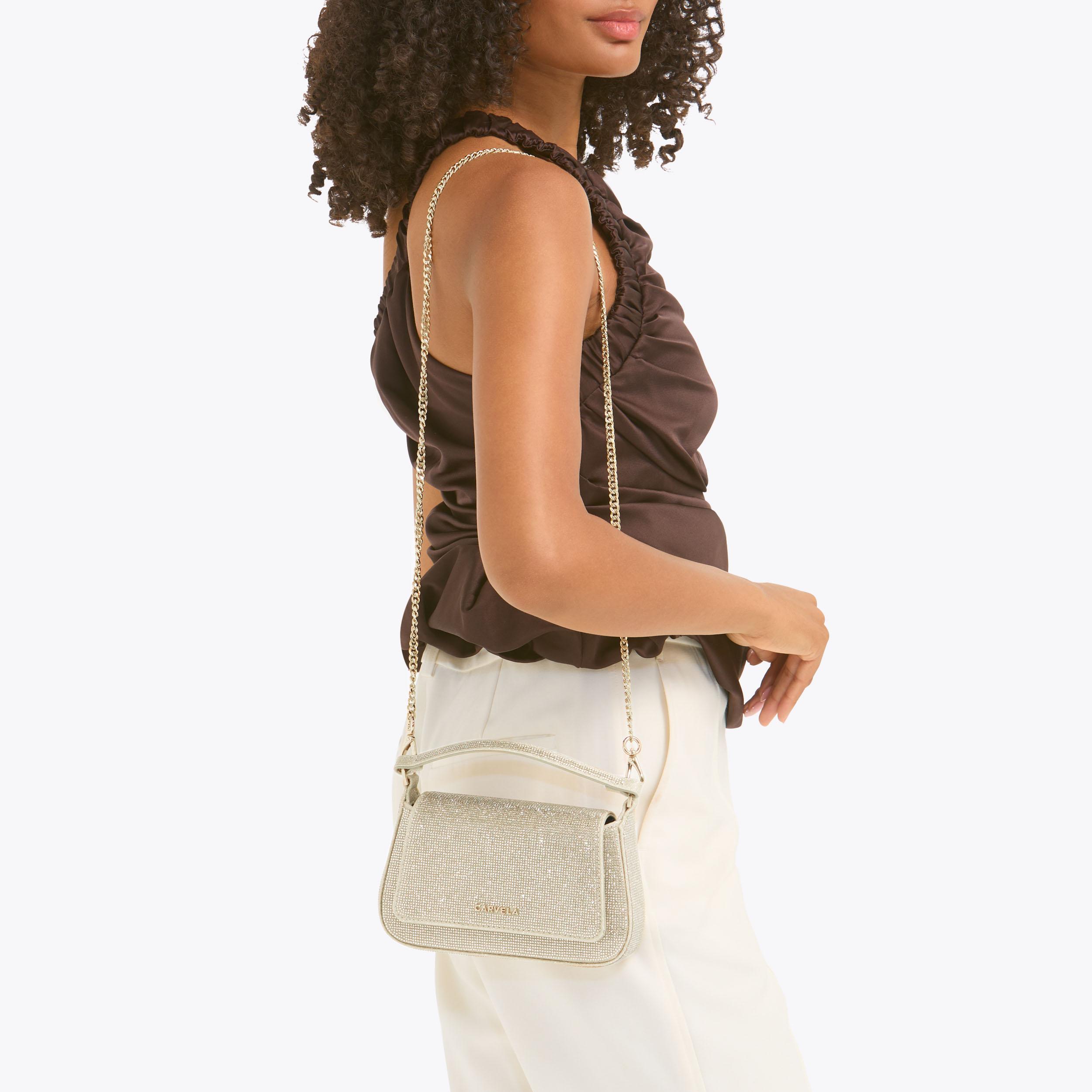 PETALO TOP HANDLE Metallic Gold Mini Tote Bag by CARVELA