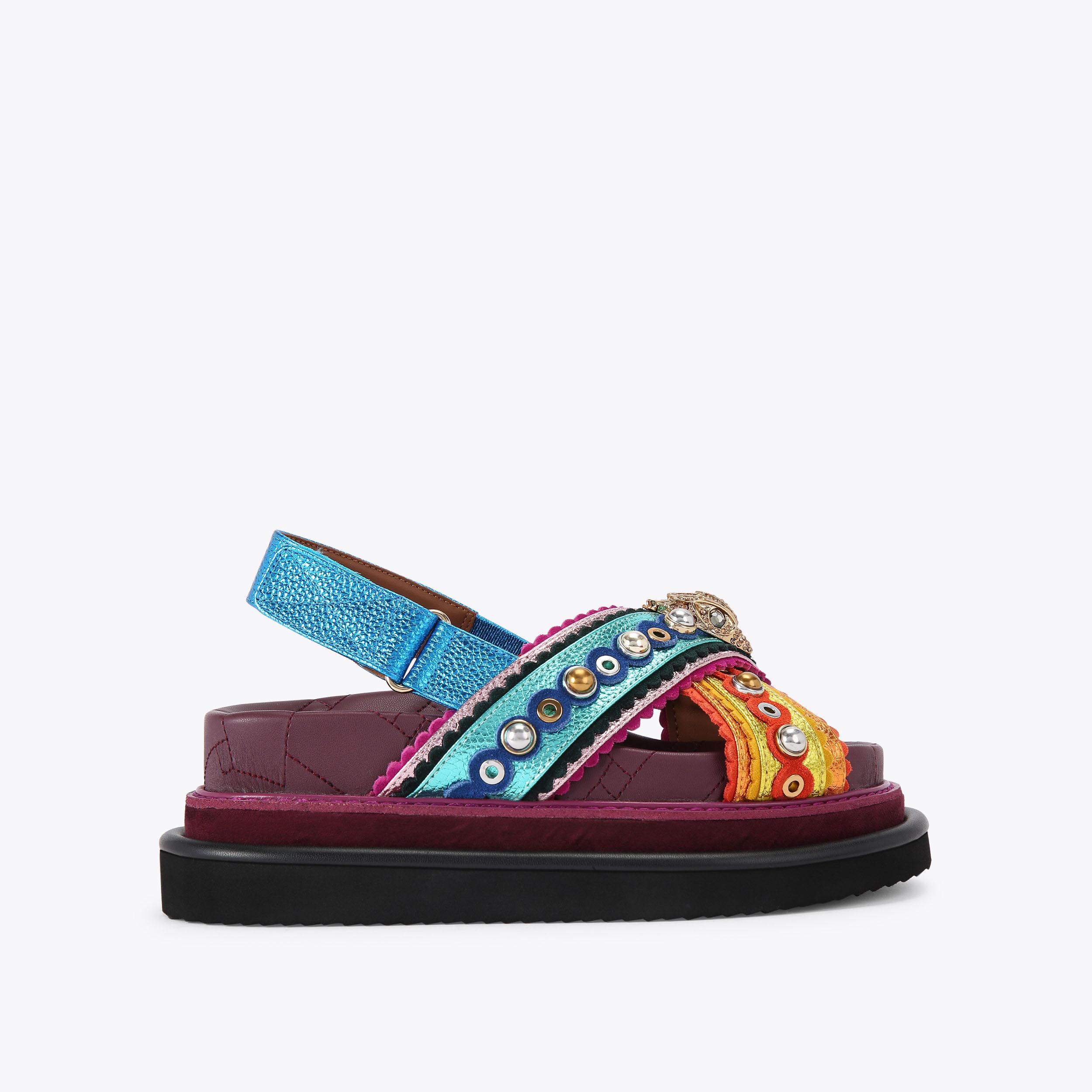 ORSON CROSS SCALLOP Metallic Multi-colour Sandals by KURT GEIGER LONDON
