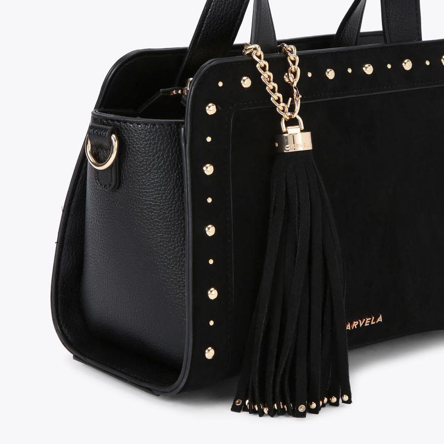CINZIA MINI TOTE Black Suede Mini Tote Bag by CARVELA