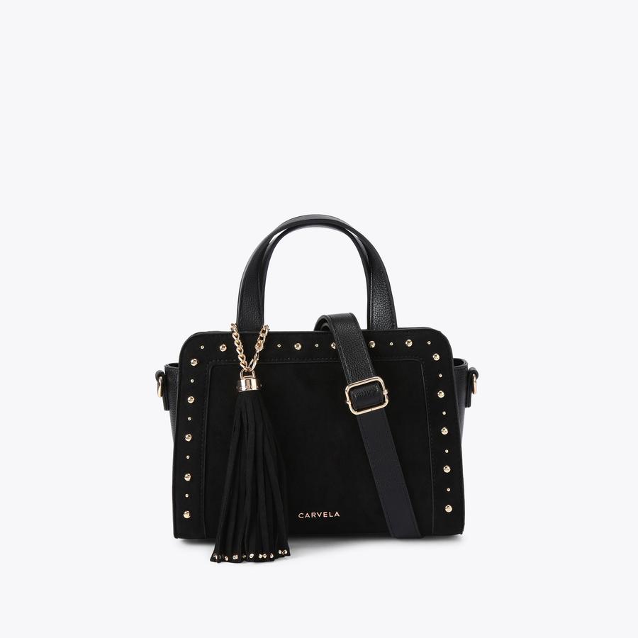 CINZIA MINI TOTE Black Suede Mini Tote Bag by CARVELA