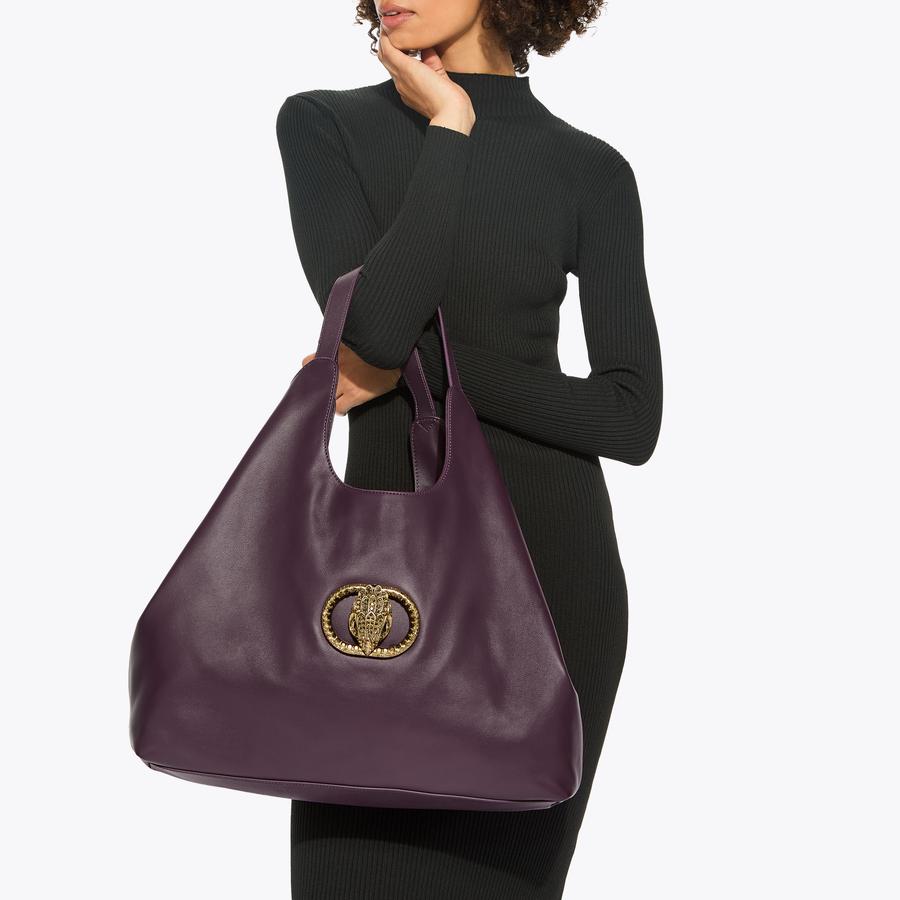 CHELSEA XXL SOFT TOTE Purple Leather Shoulder Tote Purse by KURT