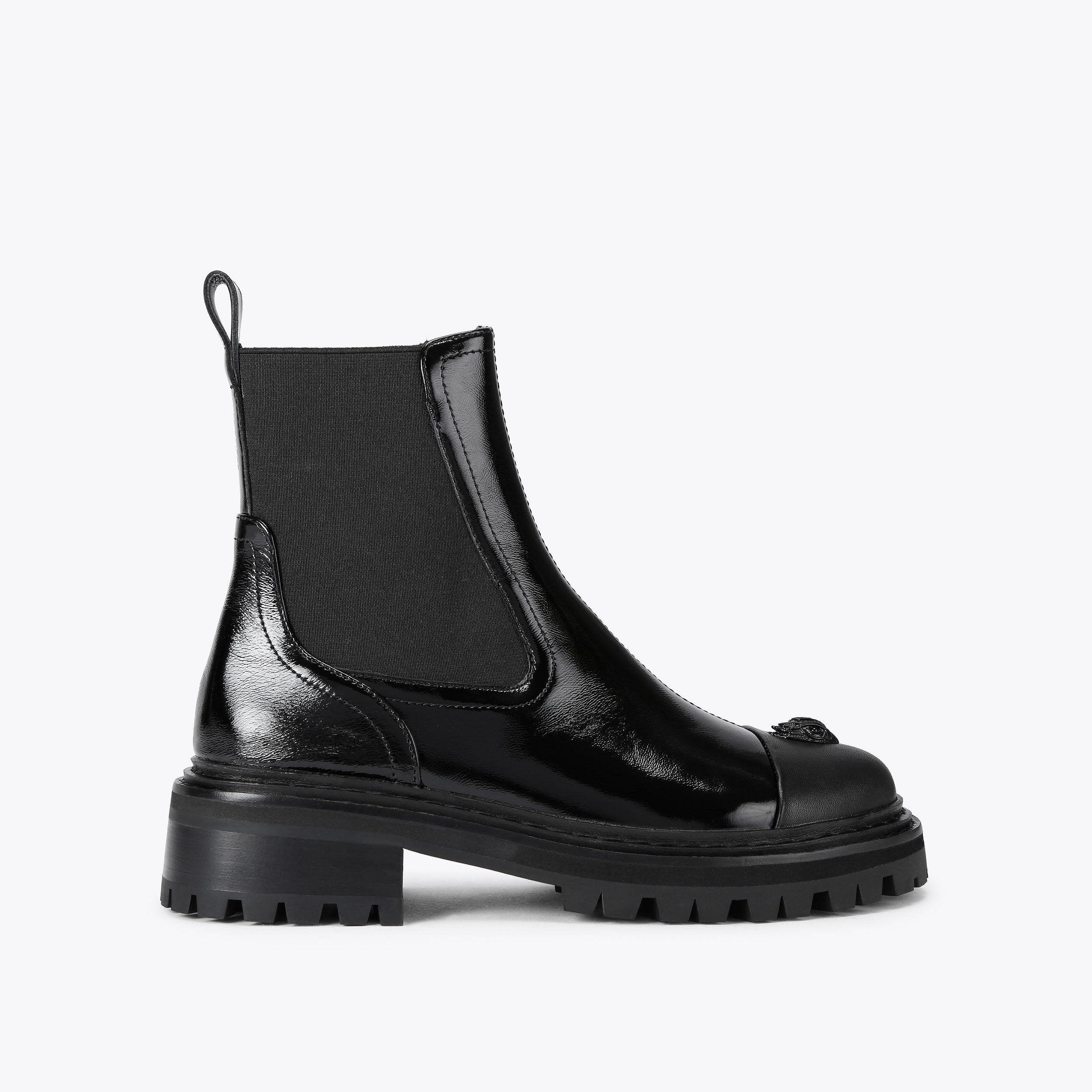 SLOANE CHELSEA BOOT Black Patent Chelsea Boot by KURT GEIGER LONDON