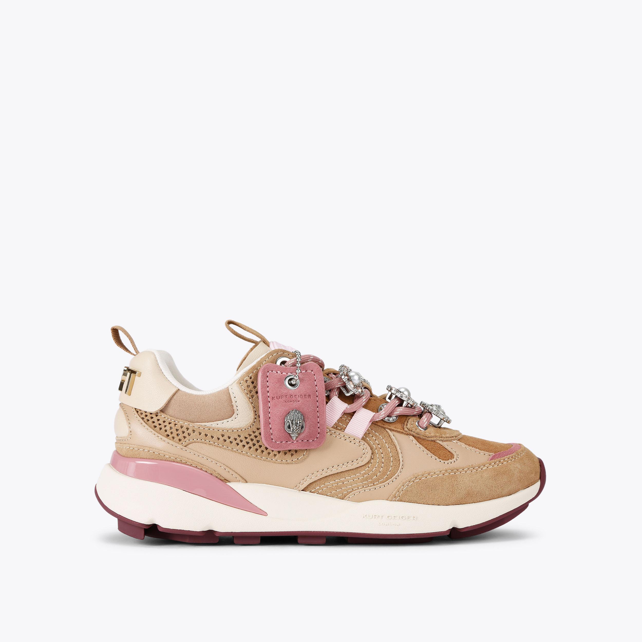 KURT RUNNER Camel Suede Lace Up Sneaker by Kurt Geiger London