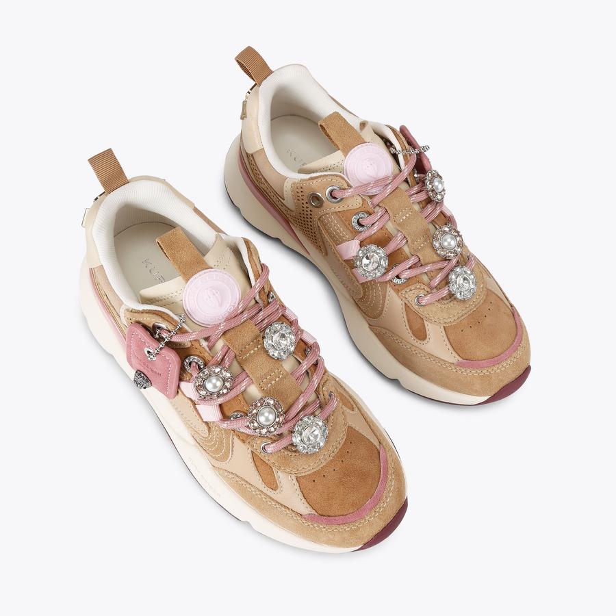 KURT RUNNER Camel Suede Lace Up Sneaker by Kurt Geiger London