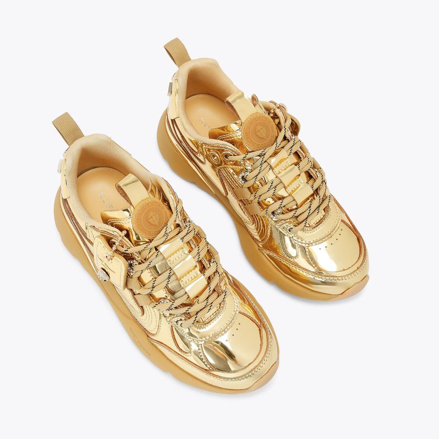 KURT RUNNER Metallic Gold Leather Sneaker by Kurt Geiger London